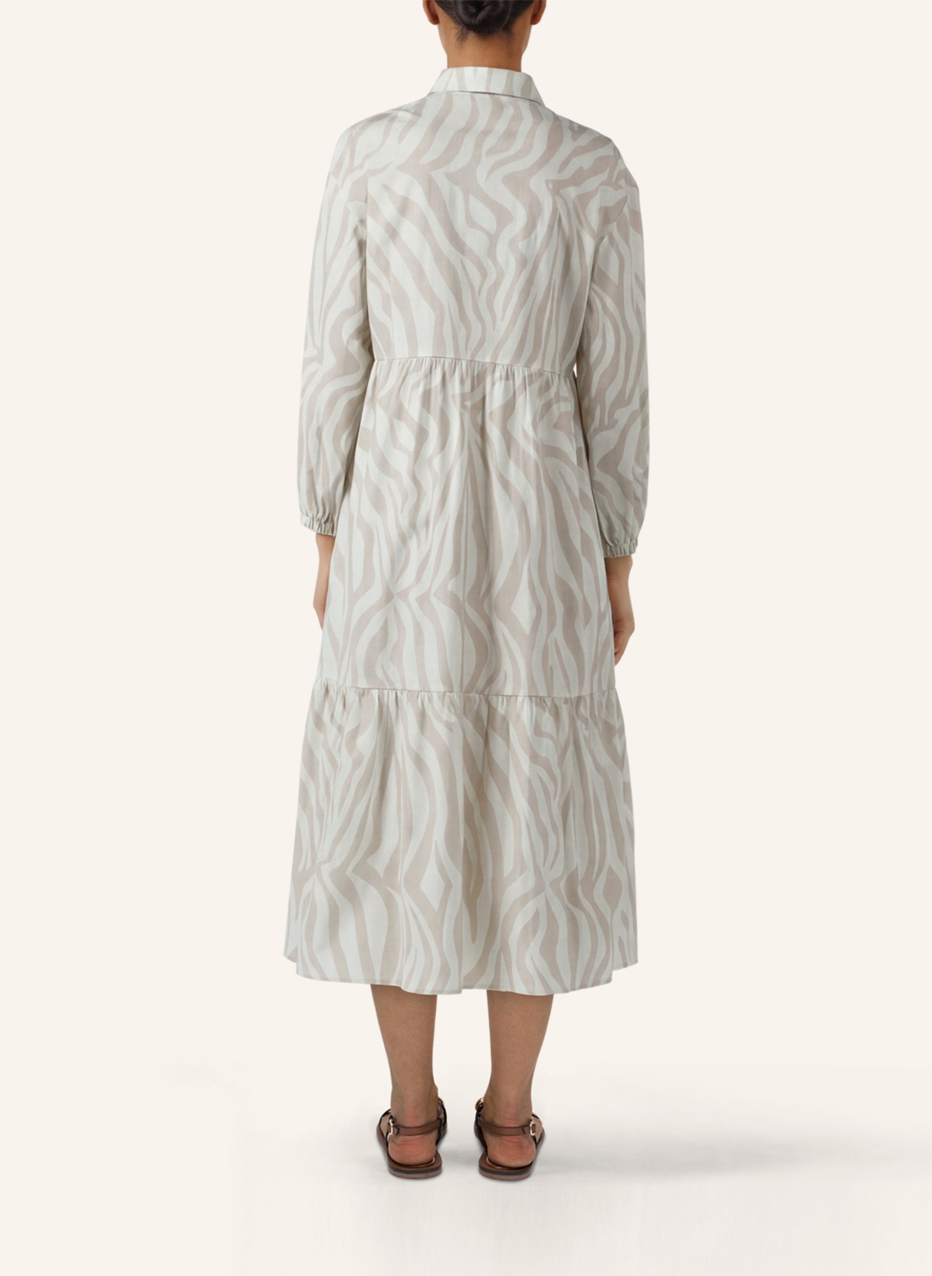 APART Midi Kleid: BEIGE/ WEISS
