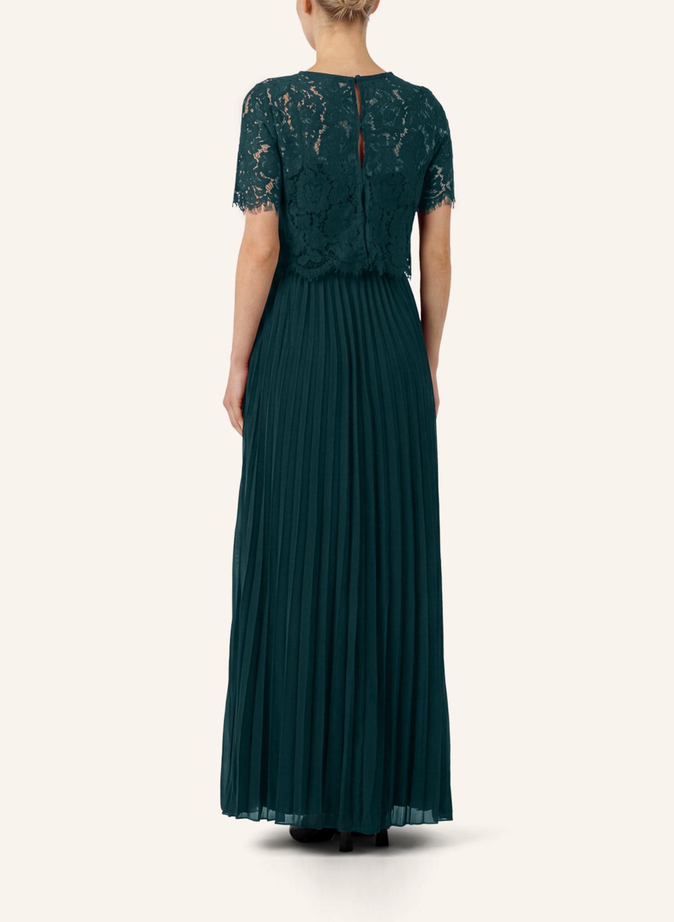 APART Set: Abendkleid und Blusenshirt aus Spitze: DUNKELGRÜN