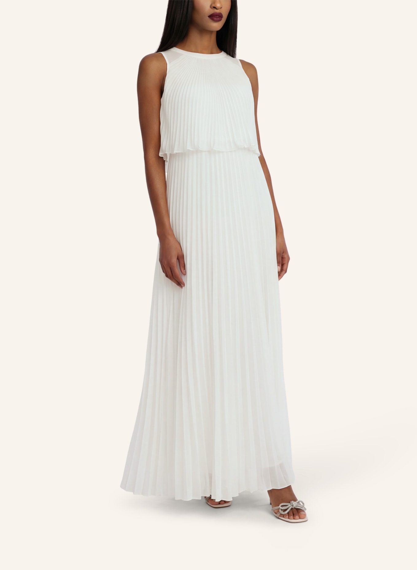 APART Langes Chiffonkleid: CREME