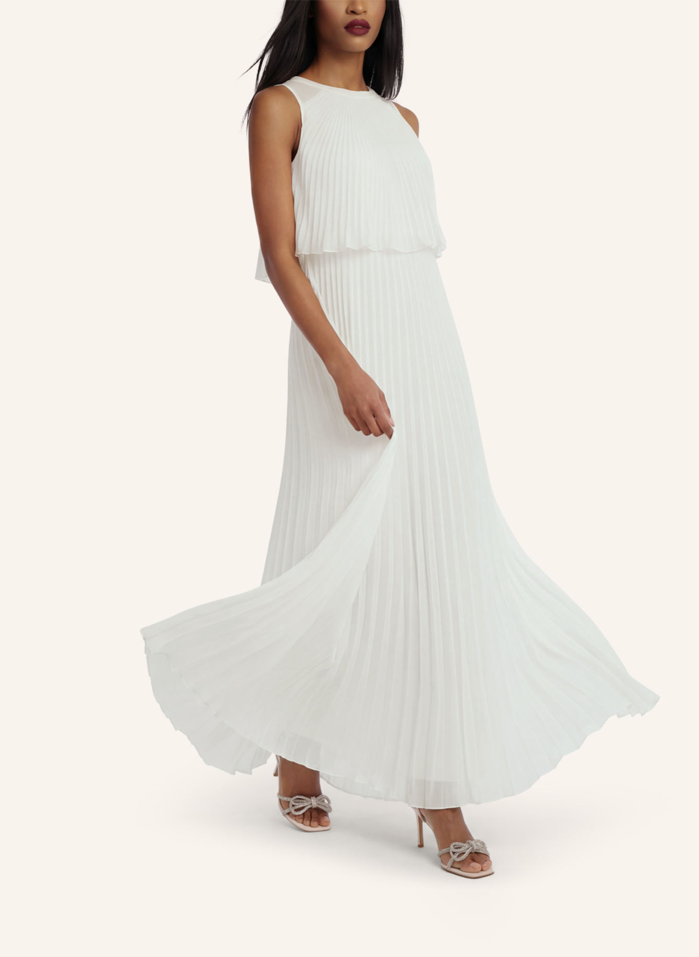 APART Langes Chiffonkleid: CREME