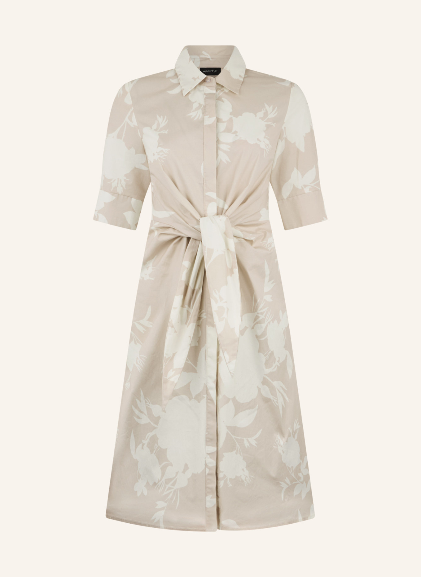 APART Kurzes bedrucktes Kleid: BEIGE/ WEISS
