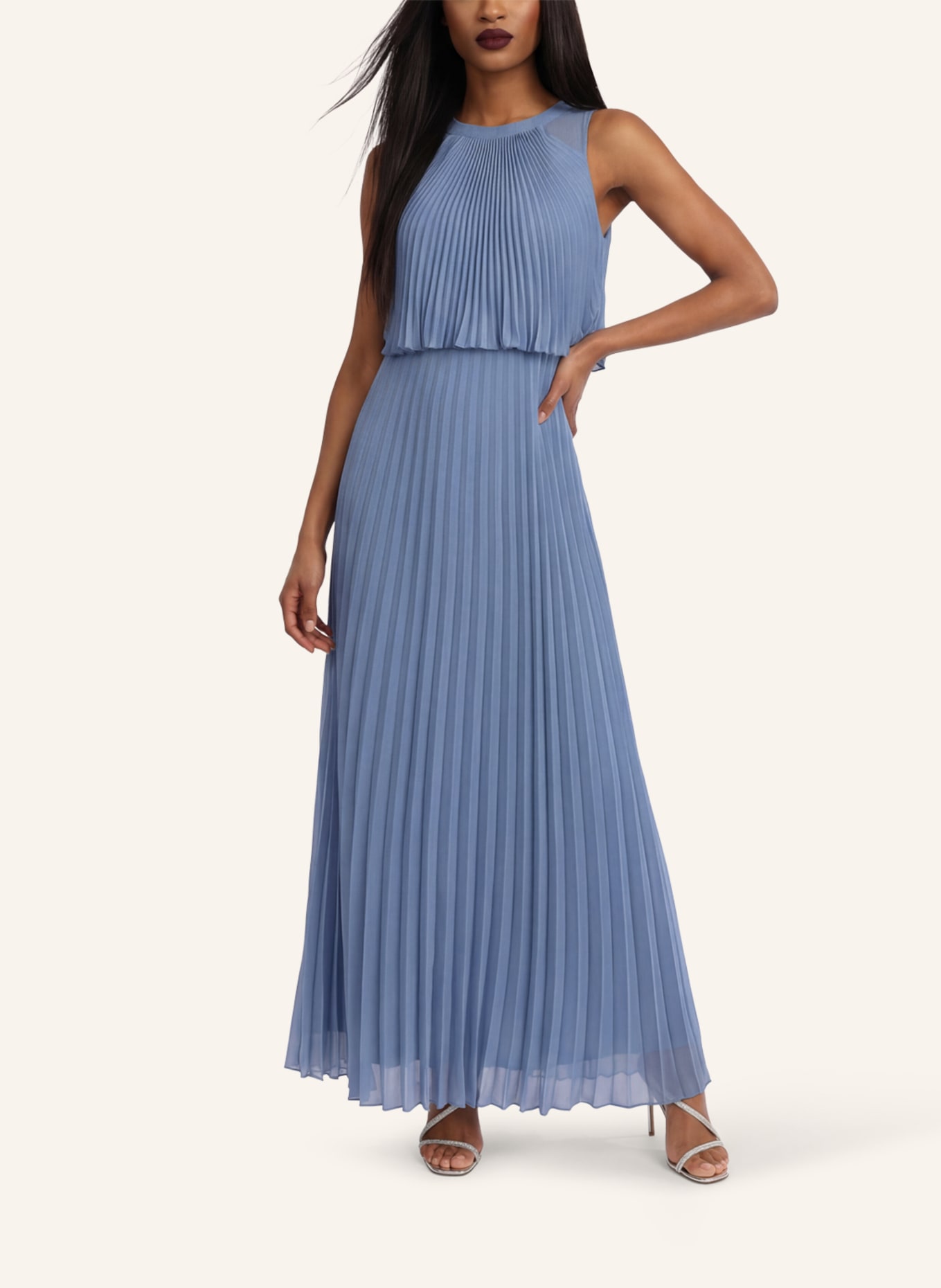 APART Langes Chiffonkleid: HELLBLAU