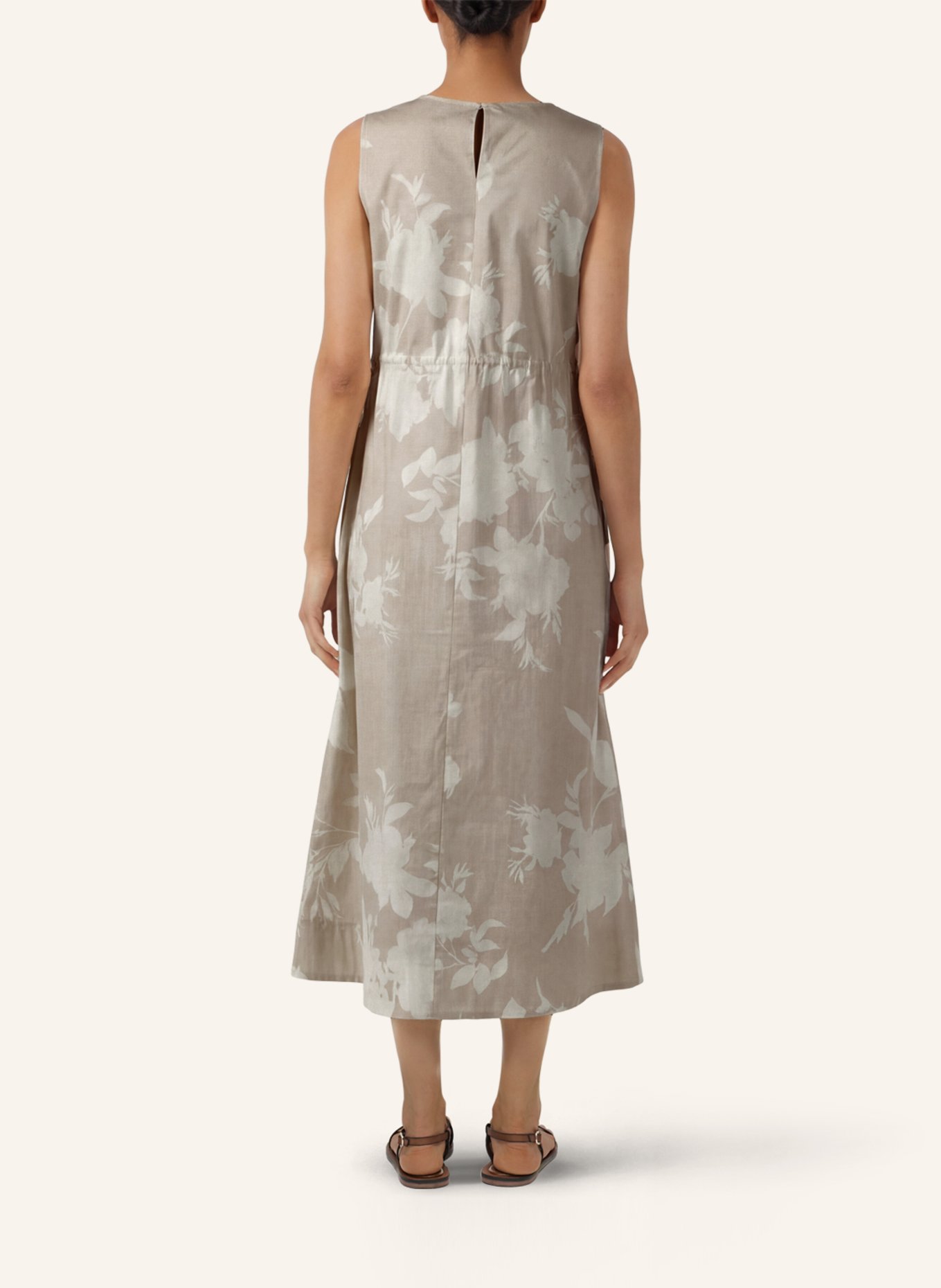 APART Midi Kleid: BEIGE/ WEISS