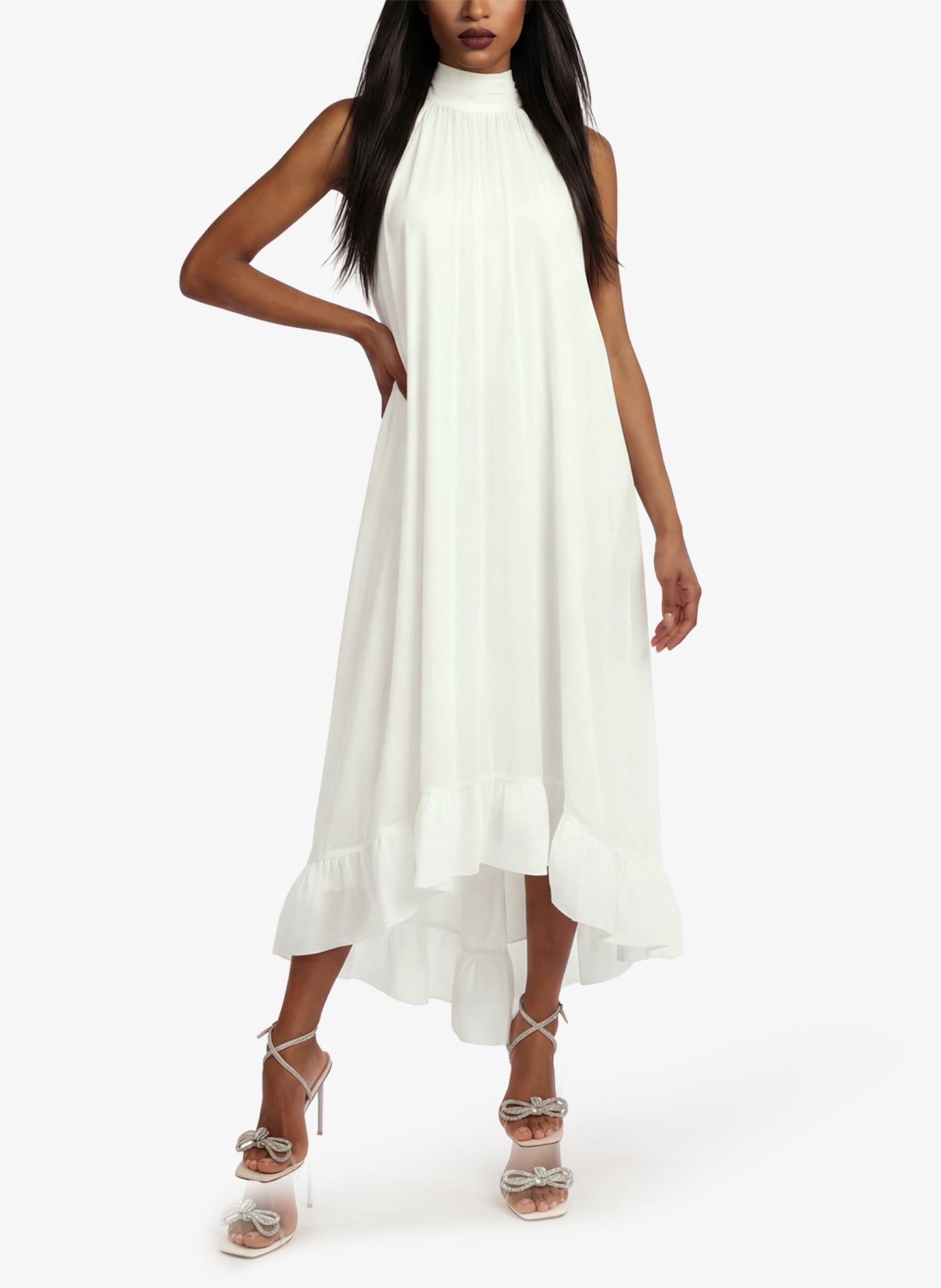 APART Abendkleid mit Volants: CREME