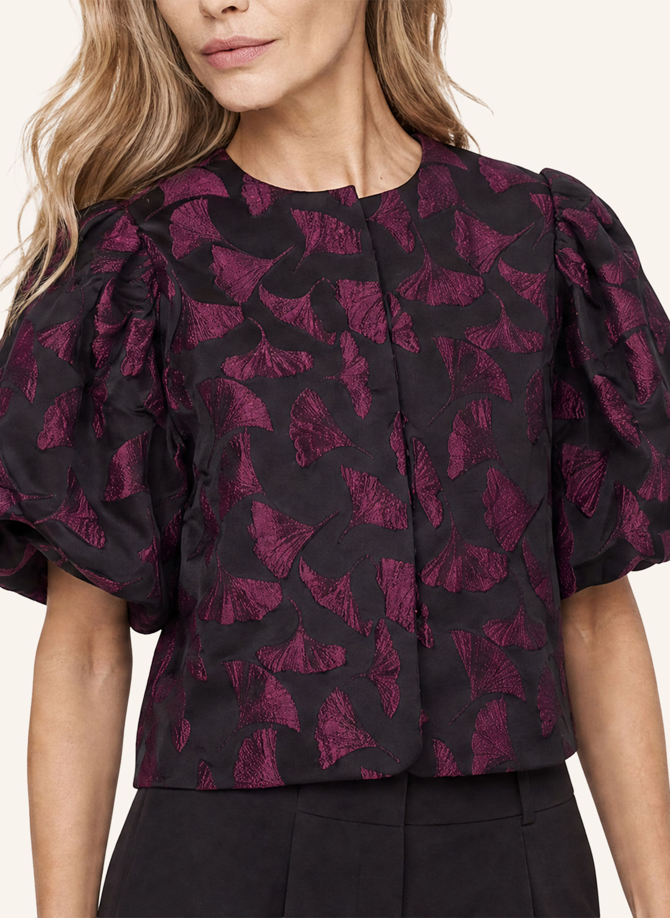 APART Jacquard Blazer: SCHWARZ / ROT