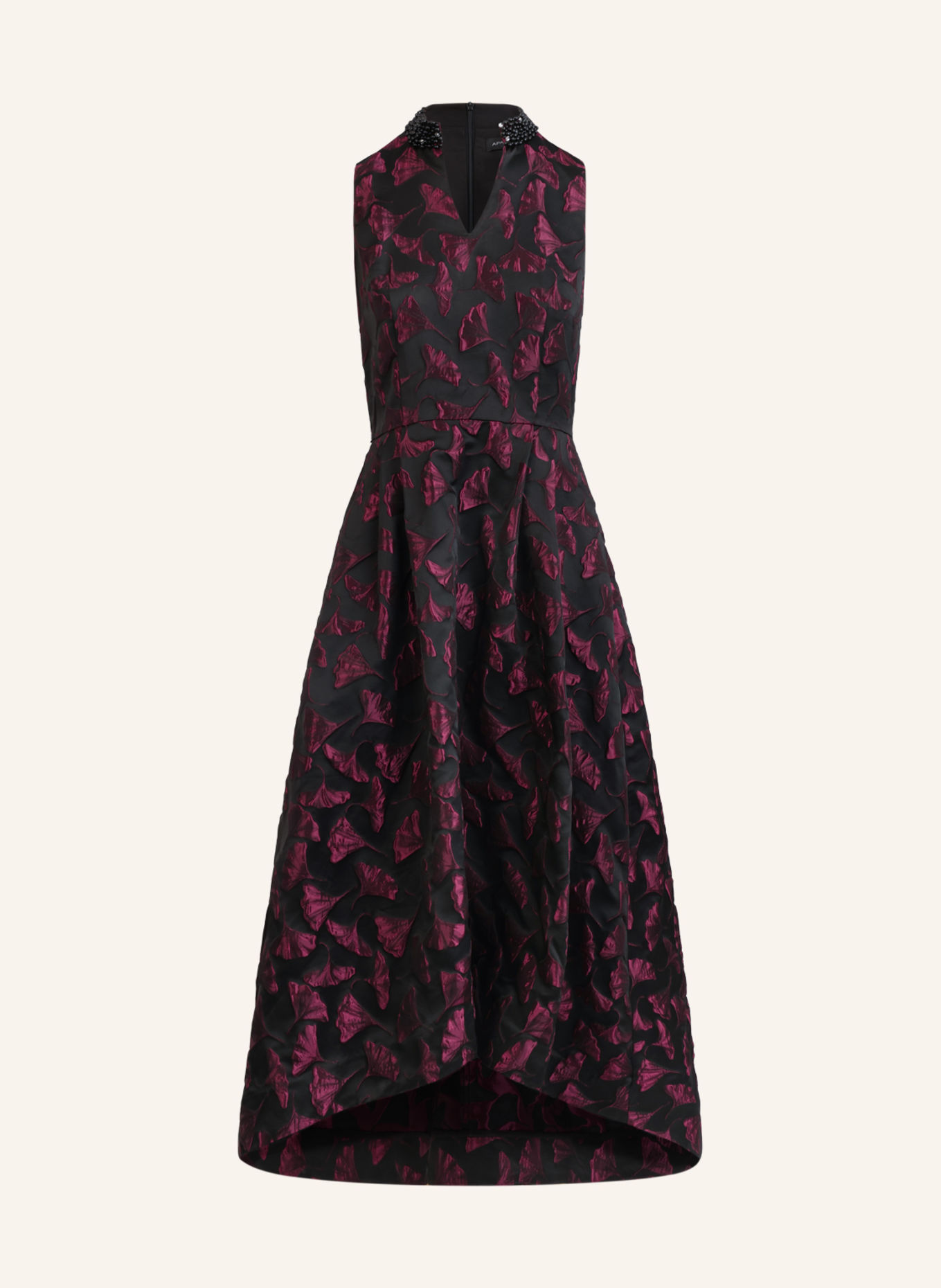 APART Jacquard Kleid: SCHWARZ / ROT