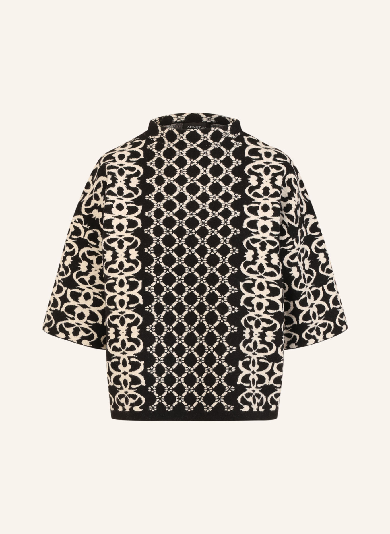 APART Jacquard Pullover: SCHWARZ / BEIGE