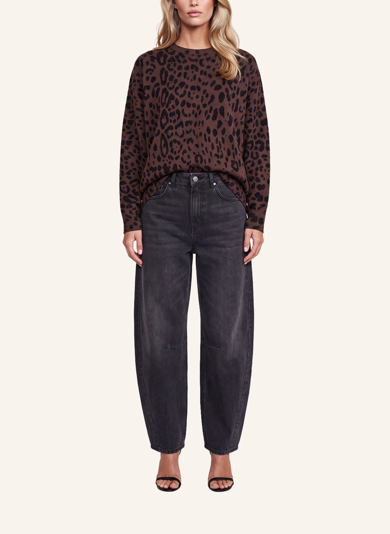 APART Oversized Pullover: BRAUN / SCHWARZ