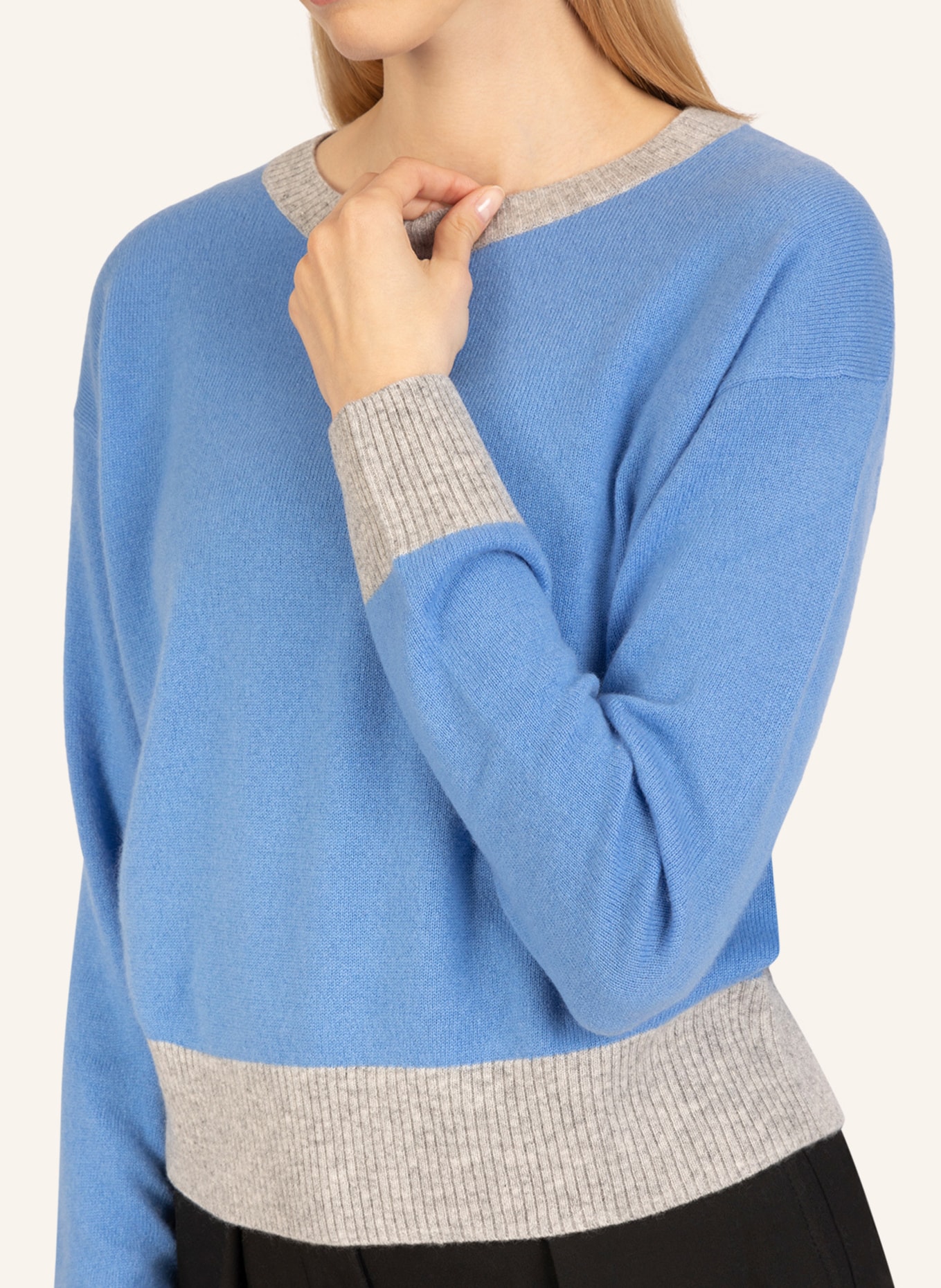 RAINBOW CASHMERE Pullover, Farbe: BLAU/ HELLGRAU (Bild 3)