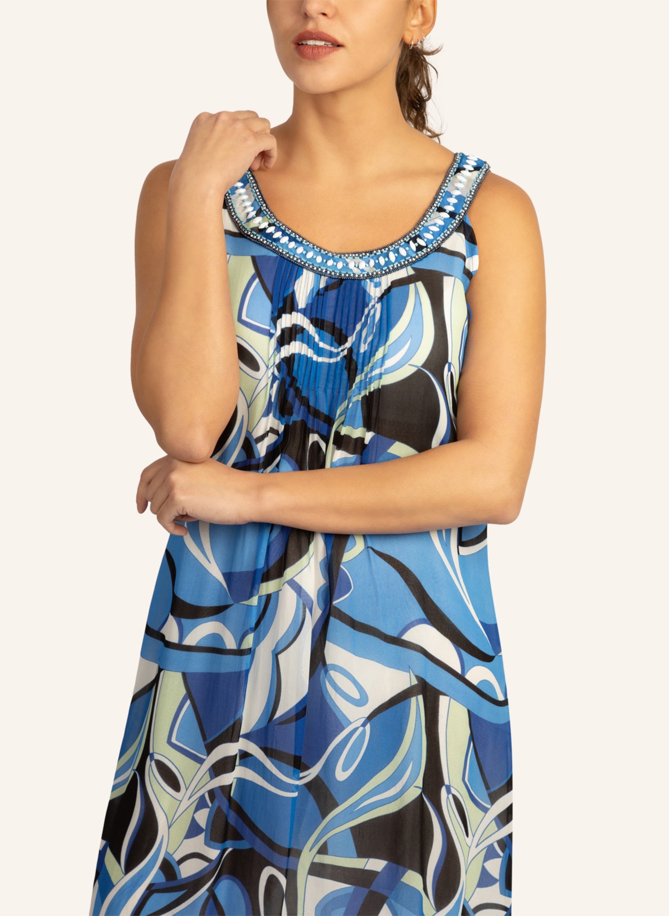 mint & mia Viskose Kleid, Farbe: BLAU/ WEISS (Bild 3)