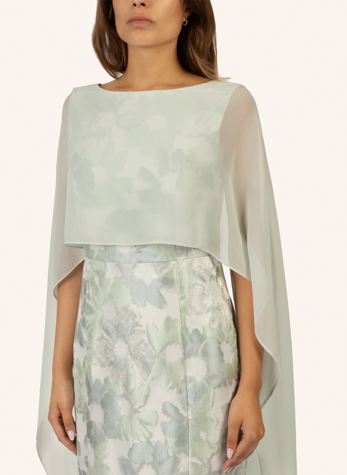 APART Jacquard Kleid mit Chiffonstola, Farbe: MINT (Bild 3)