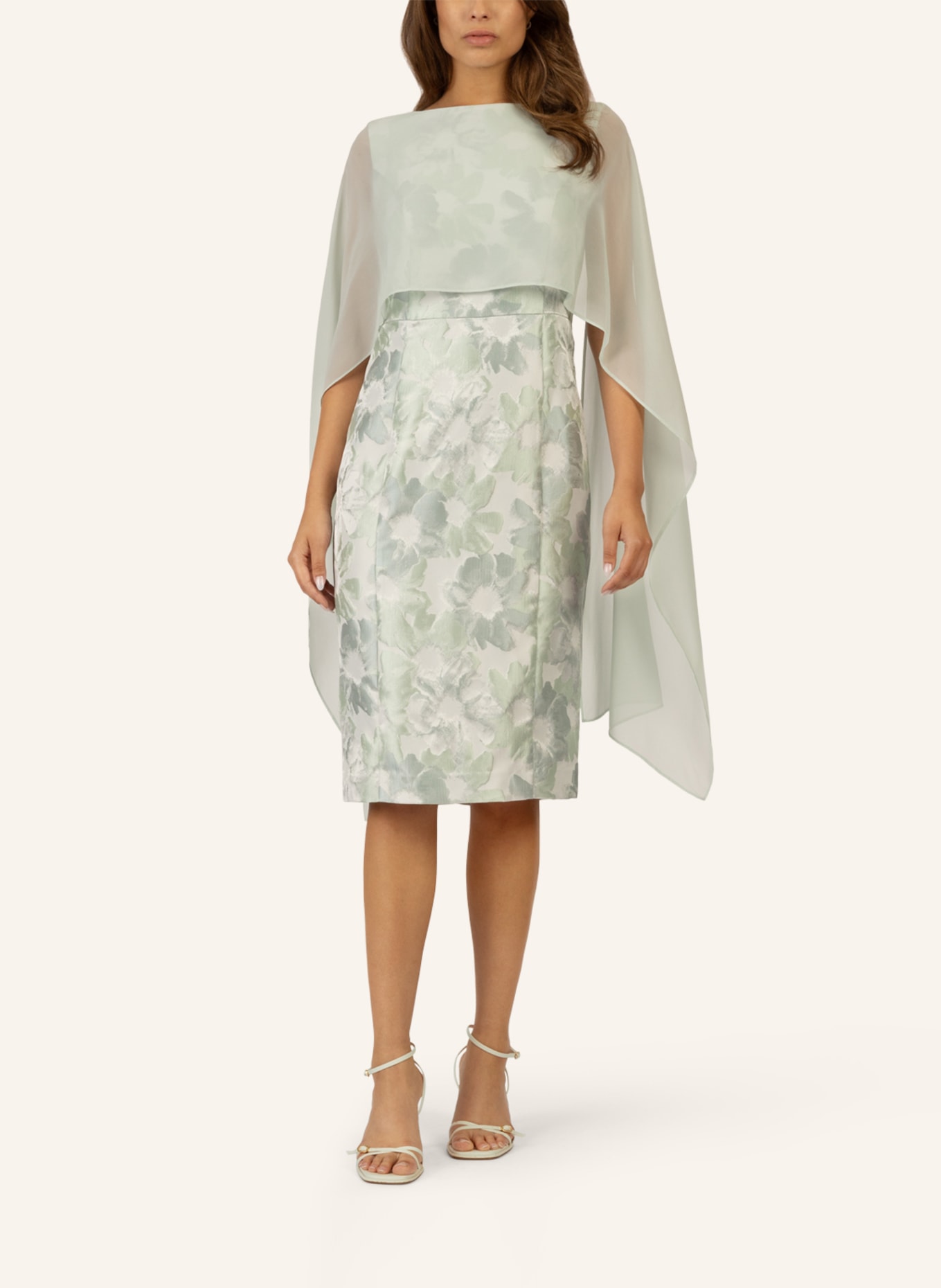 APART Jacquard Kleid mit Chiffonstola, Farbe: MINT (Bild 4)