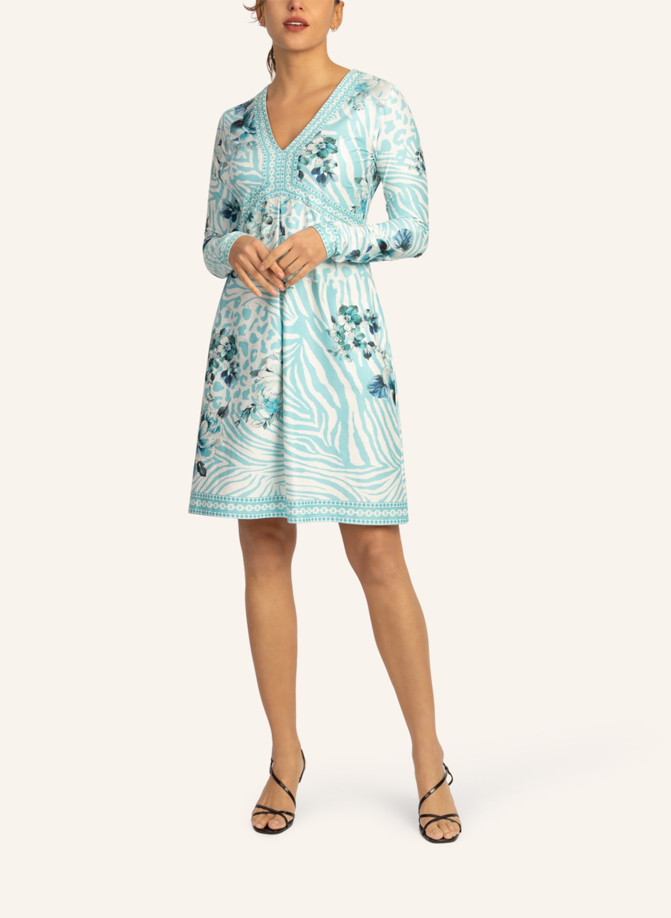 mint & mia Kleid mit Muster, Farbe: MINT/ WEISS/ GRÜN (Bild 4)