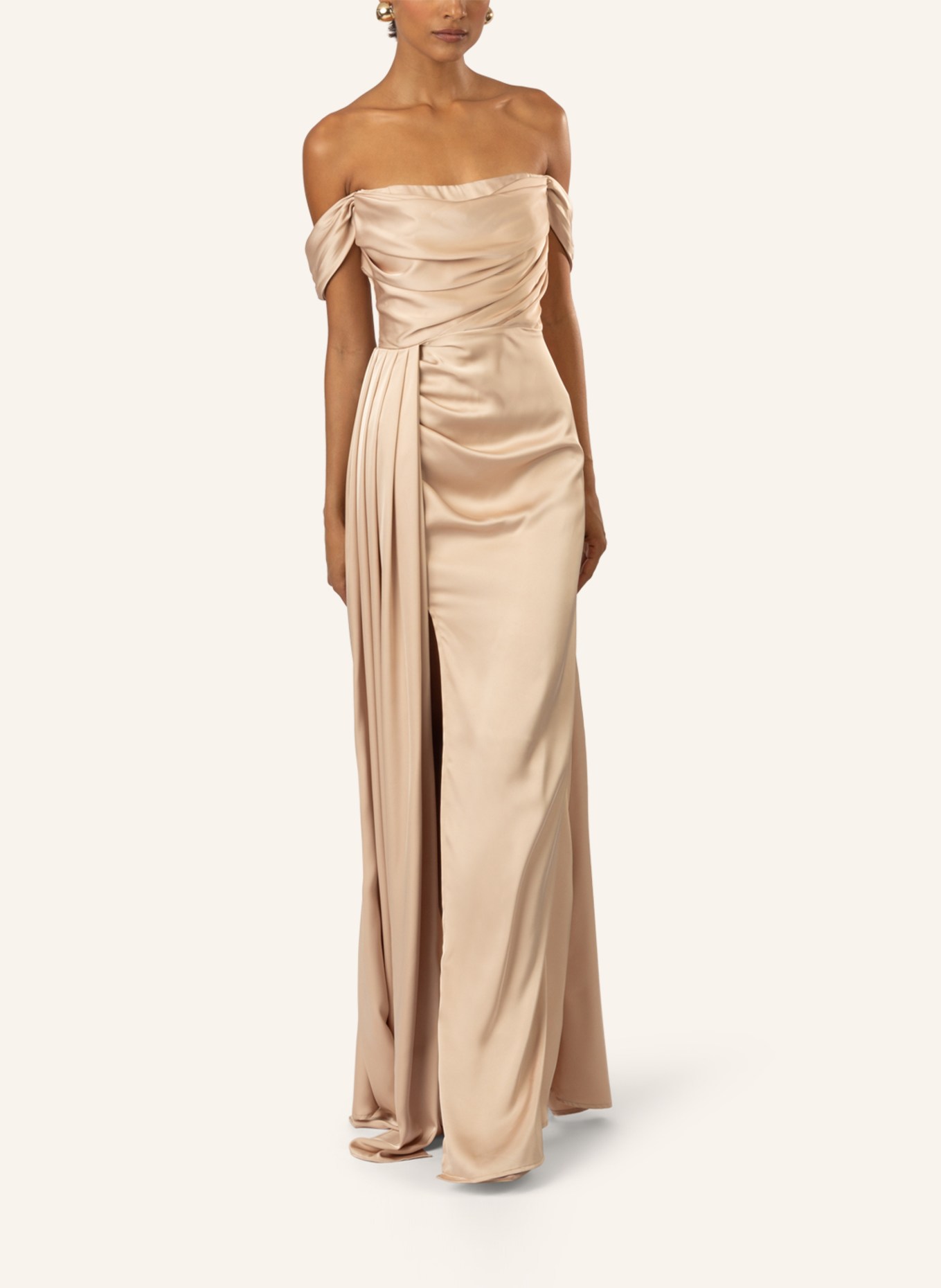 APART Langes Satin Kleid, Farbe: BEIGE (Bild 5)