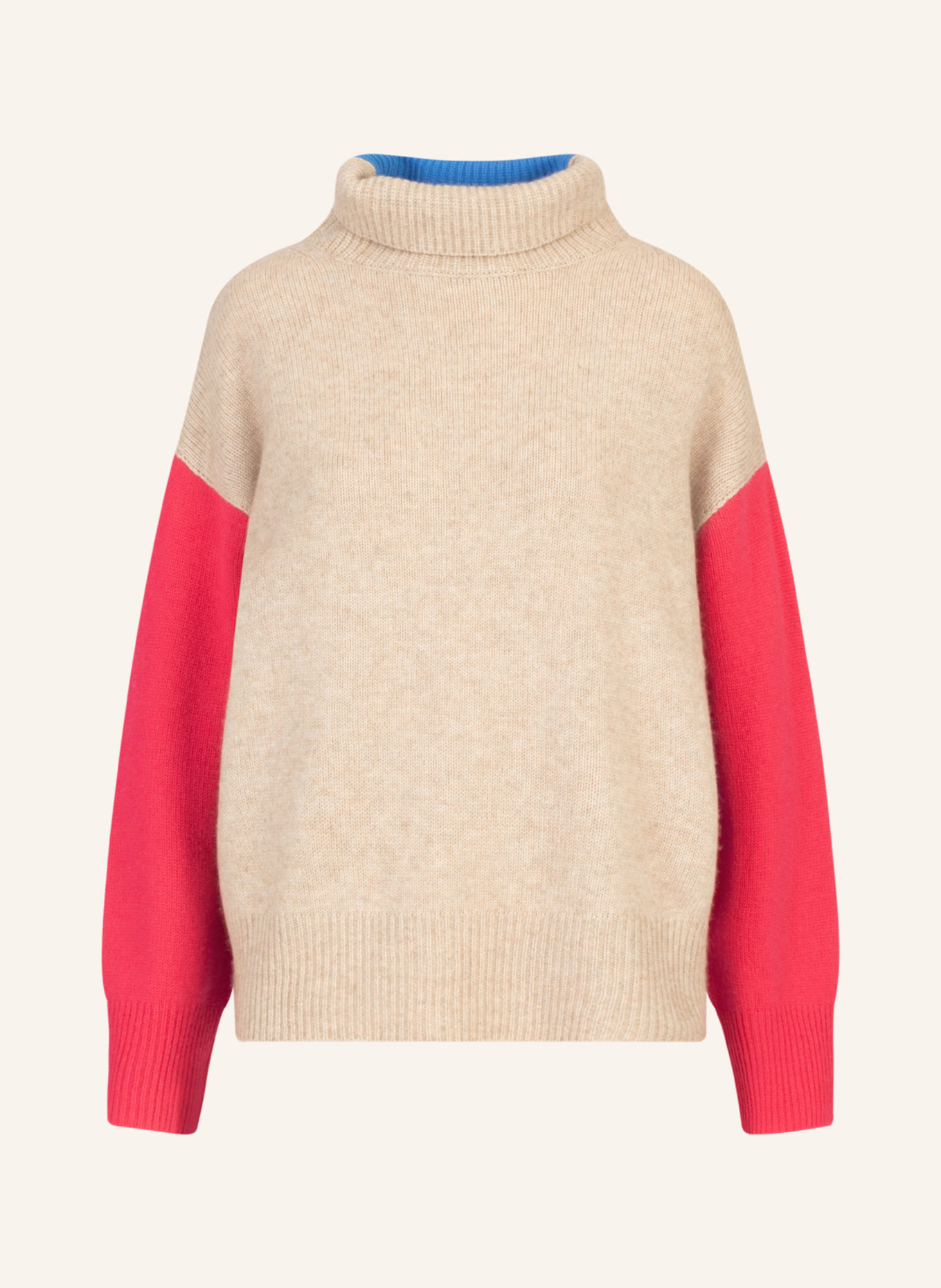 RAINBOW CASHMERE Strickpullover colorblock, Farbe: TAUPE/ PINK/ BLAU (Bild 1)