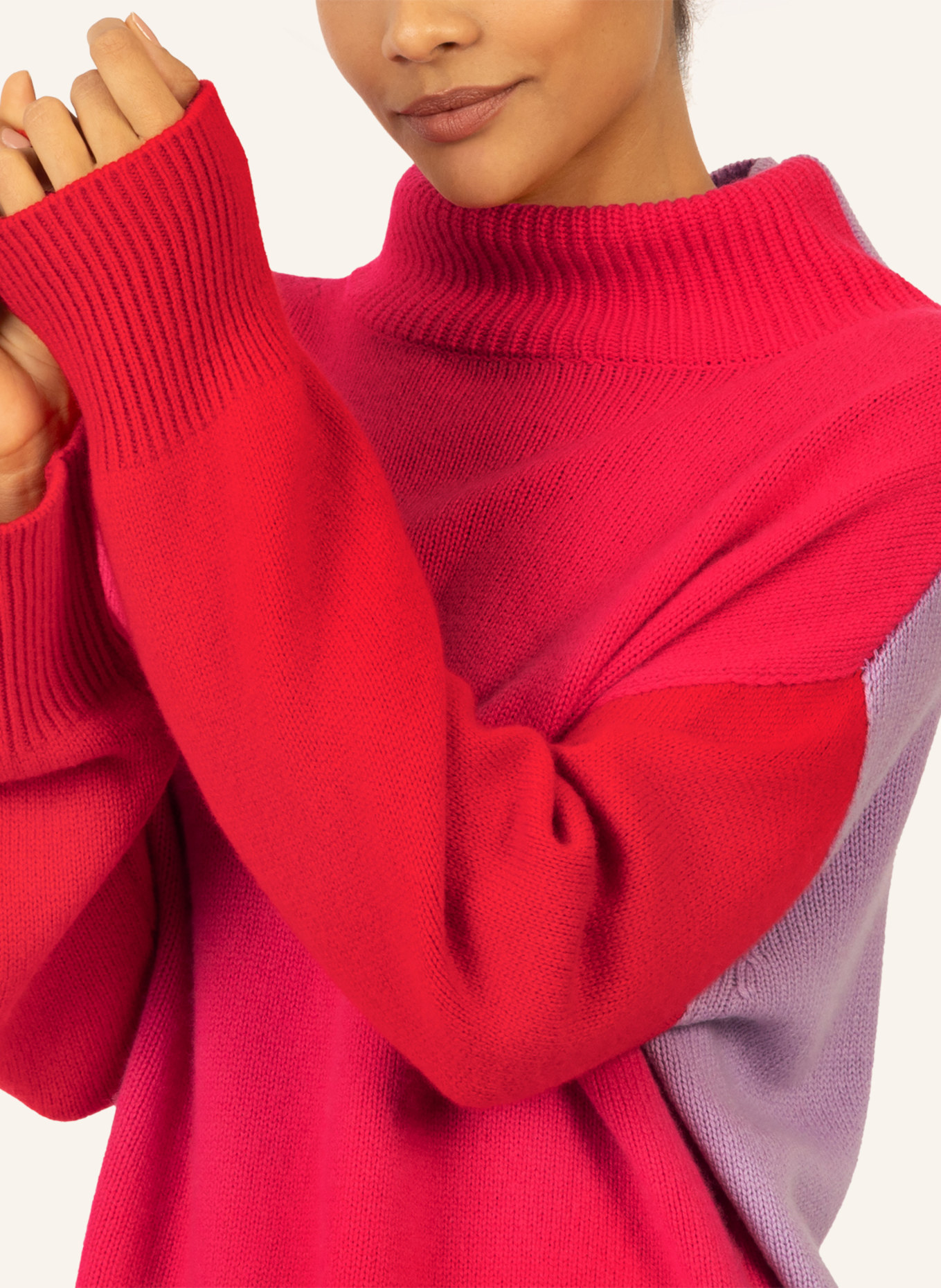 RAINBOW CASHMERE Strickpullover colorblock, Farbe: PINK/ ROT/ LILA (Bild 3)