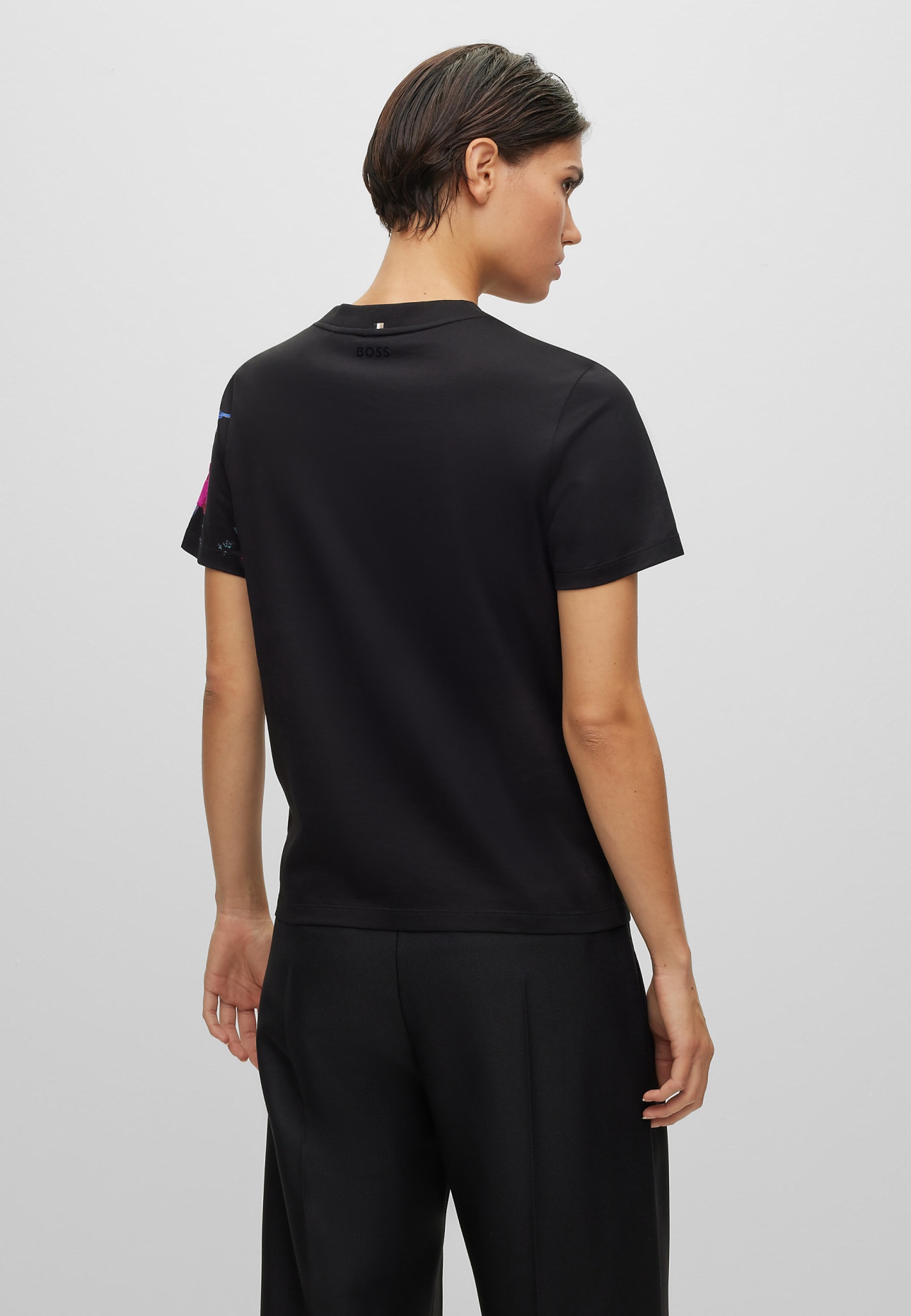 BOSS T-Shirt EHANNI1 Slim Fit, Farbe: SCHWARZ (Bild 2)