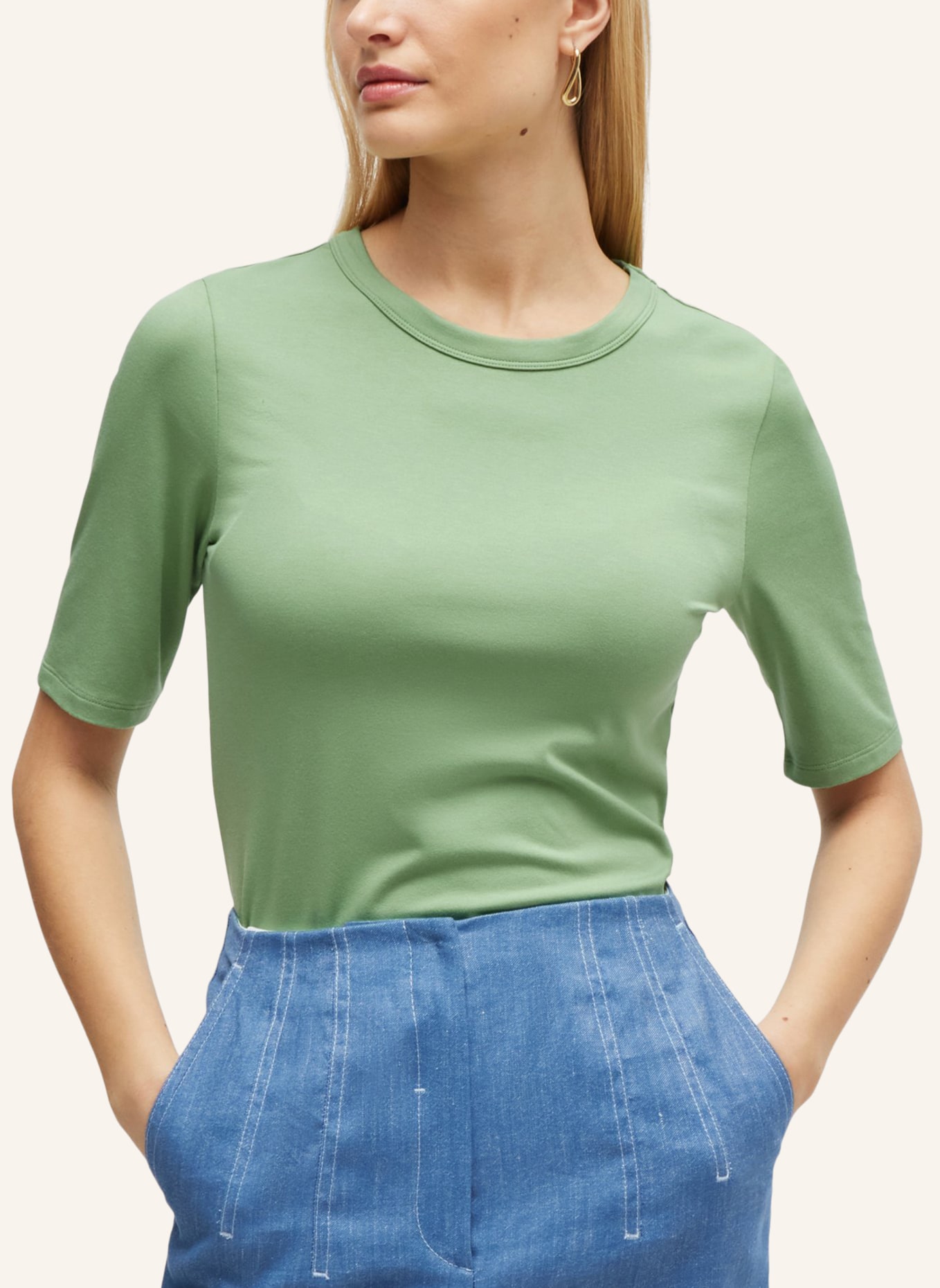 BOSS T-Shirt EFITA Slim Fit, Farbe: HELLGRÜN (Bild 4)