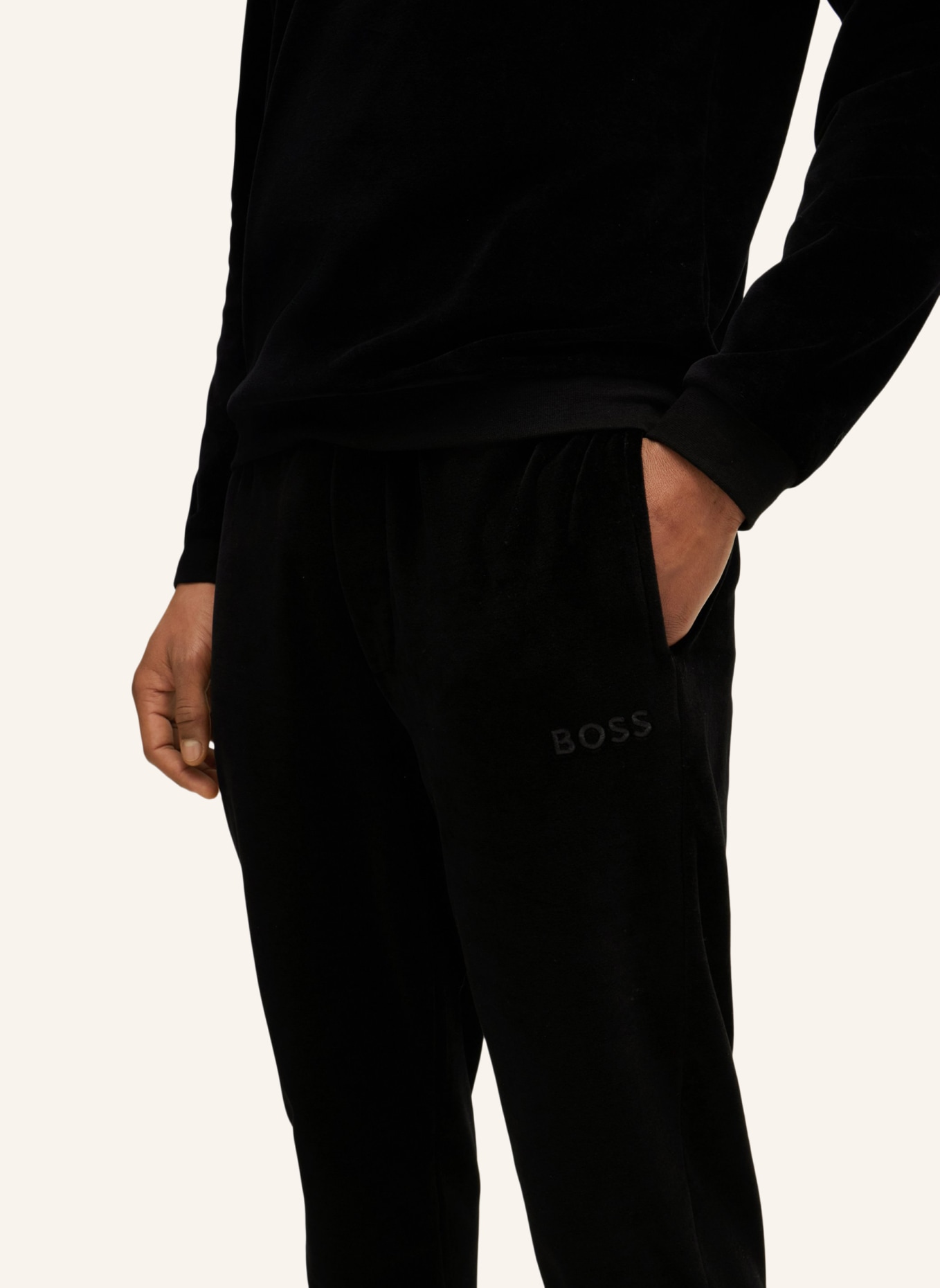 BOSS Loungewear Unterteil VELOUR PANTS, Farbe: SCHWARZ (Bild 3)
