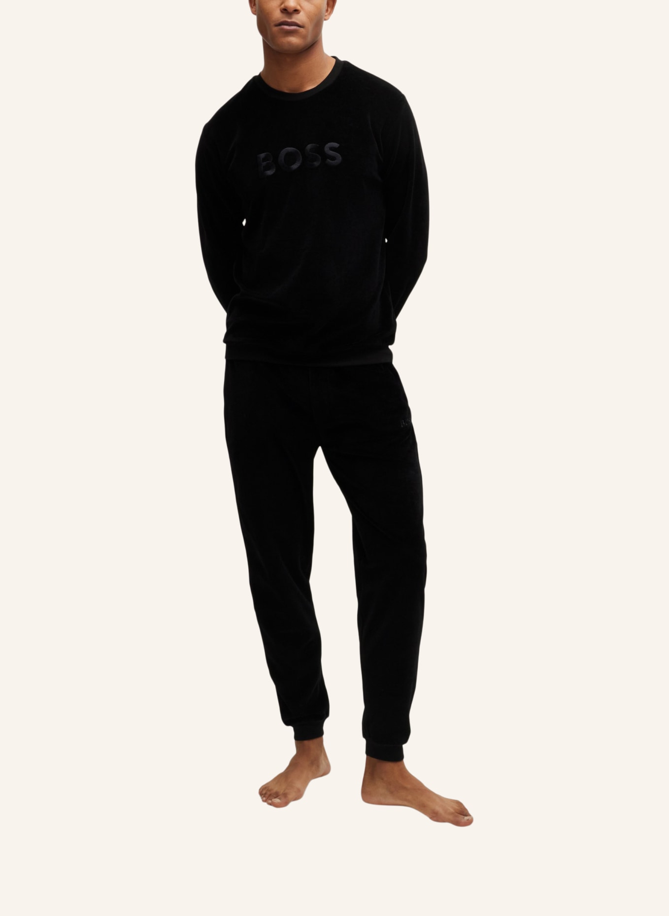 BOSS Loungewear Oberteil VELOUR SWEATSHIRT Regular Fit, Farbe: SCHWARZ (Bild 4)