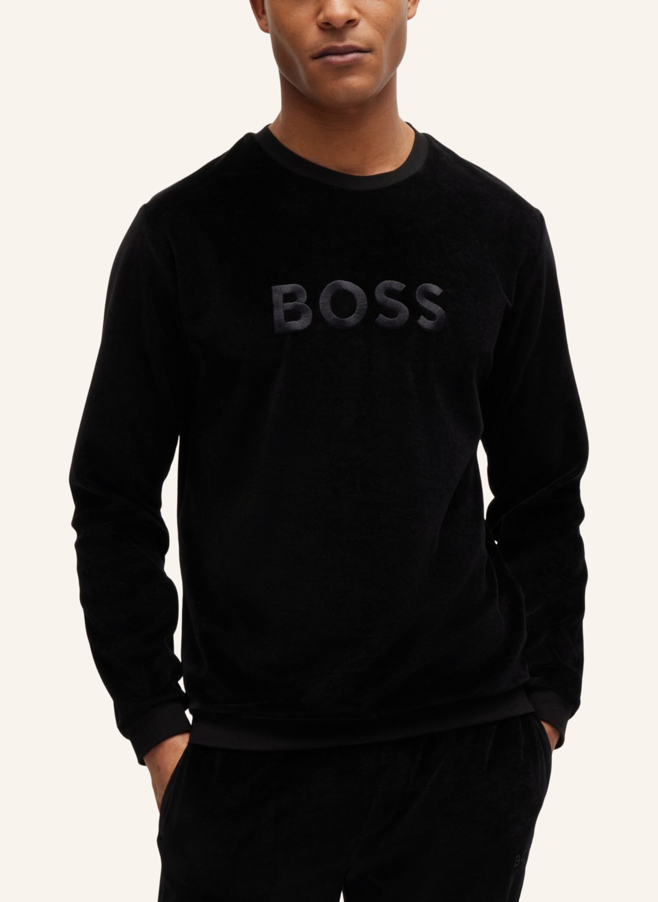 BOSS Loungewear Oberteil VELOUR SWEATSHIRT Regular Fit, Farbe: SCHWARZ (Bild 5)
