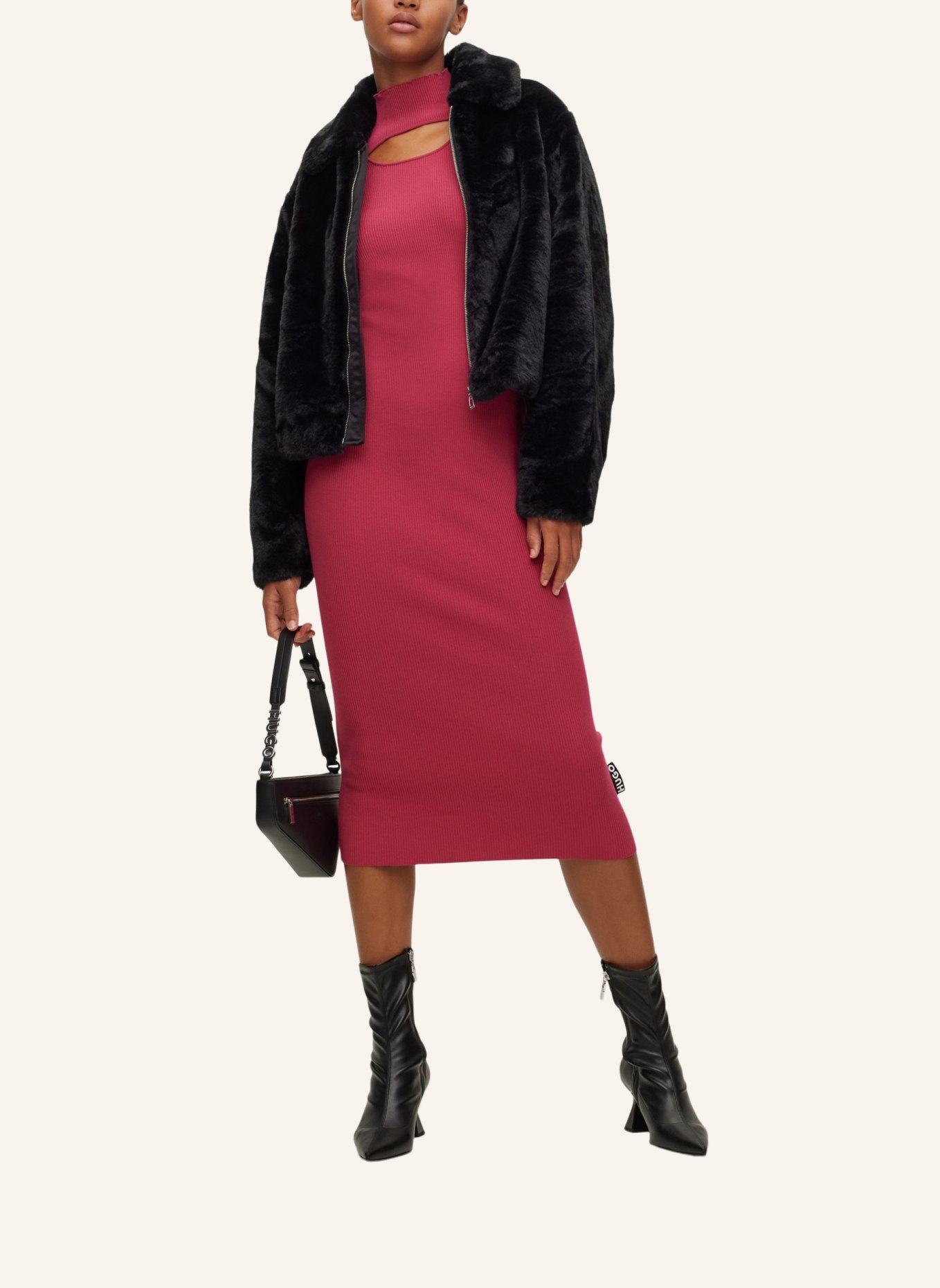 HUGO Gestricktes Kleid SORITEXA Slim Fit, Farbe: PINK (Bild 6)