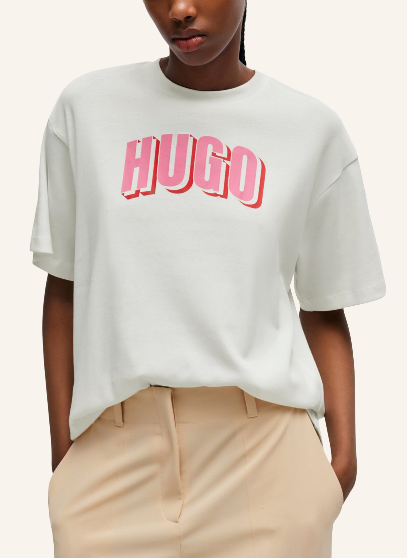 HUGO T-Shirt DAZALENA Relaxed Fit, Farbe: WEISS (Bild 4)