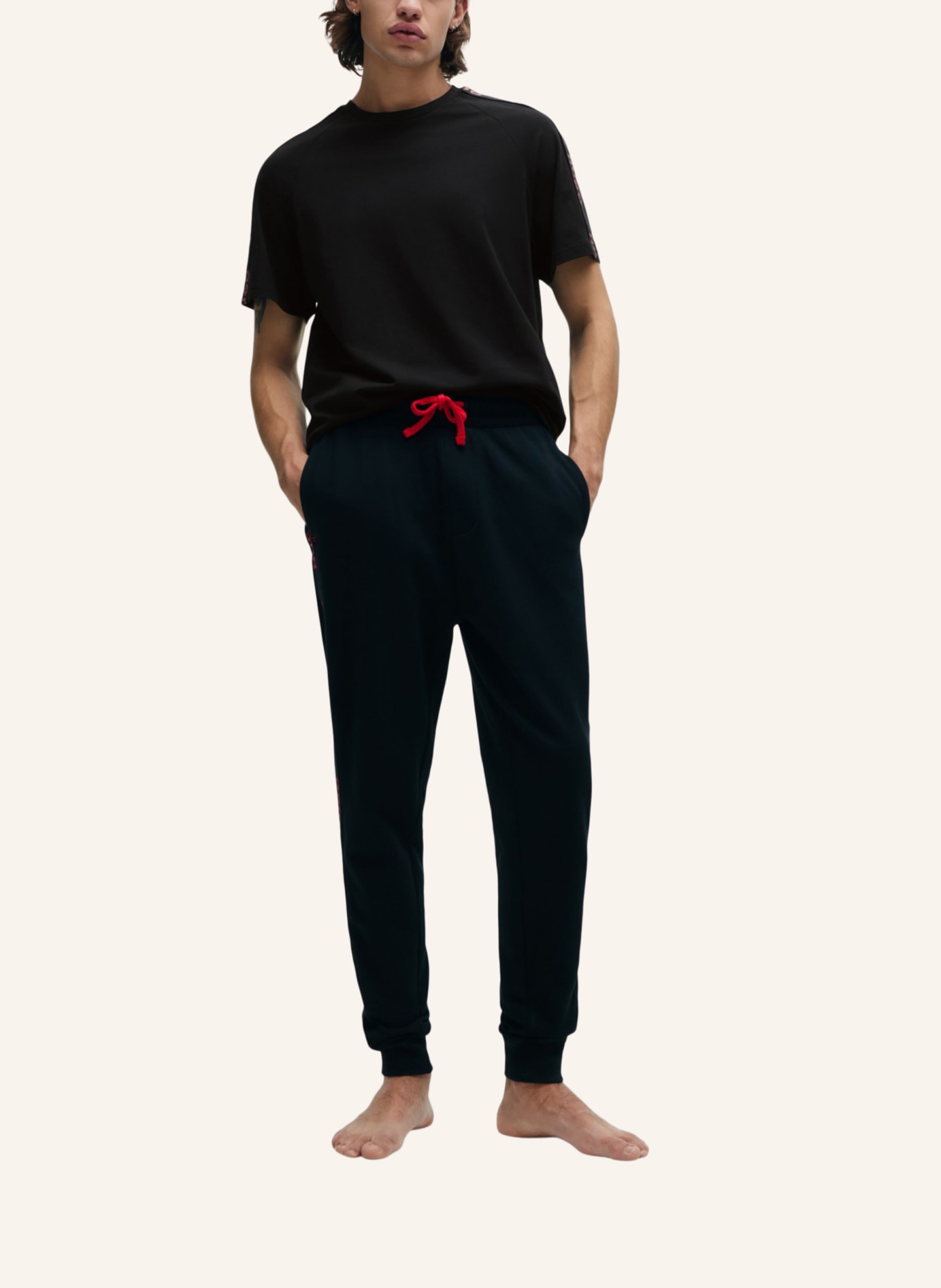 HUGO Loungewear Oberteil SPORTY LOGO T-SHIRT Relaxed Fit, Farbe: SCHWARZ (Bild 5)