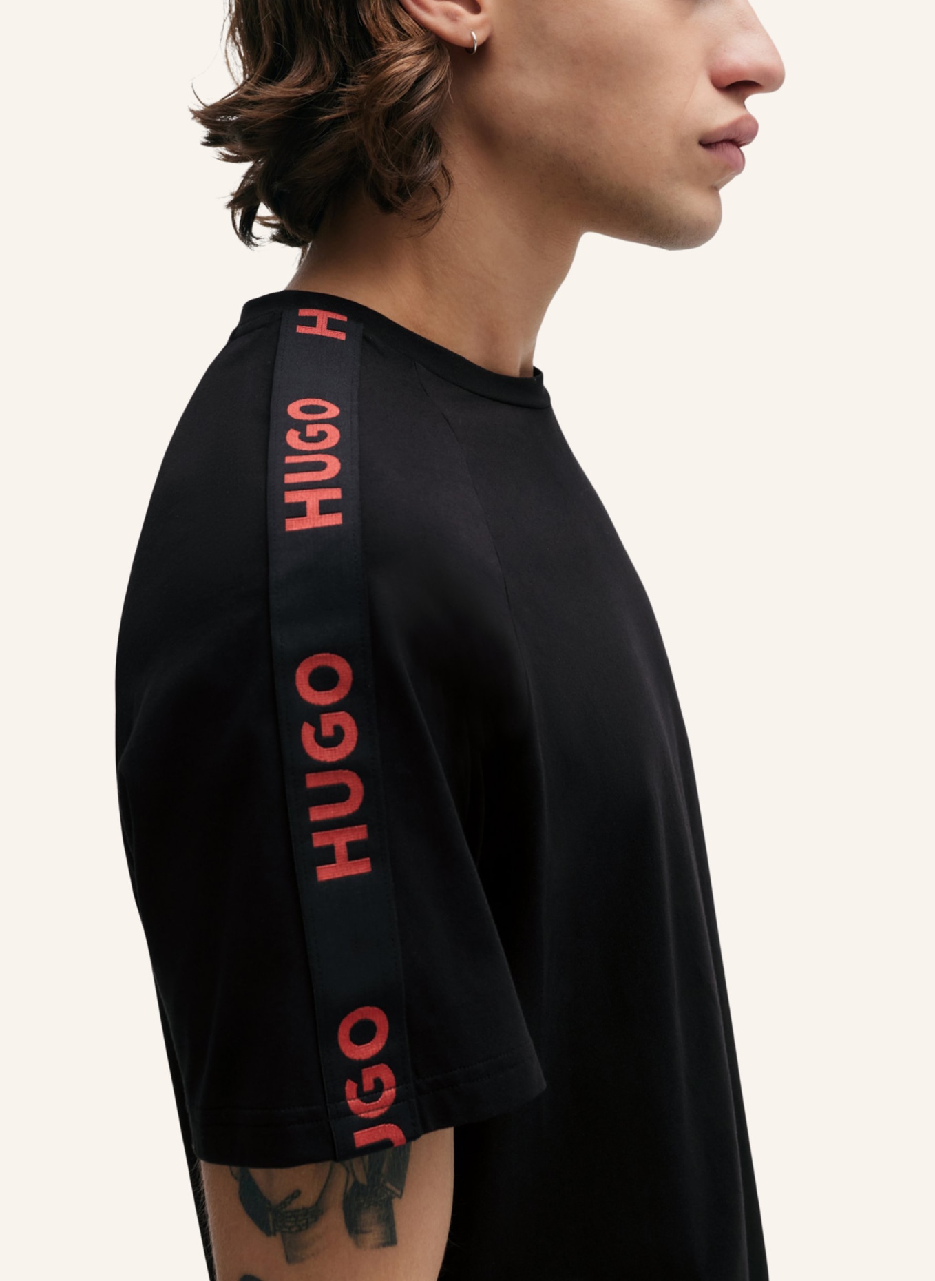 HUGO Loungewear Oberteil SPORTY LOGO T-SHIRT Relaxed Fit, Farbe: SCHWARZ (Bild 3)