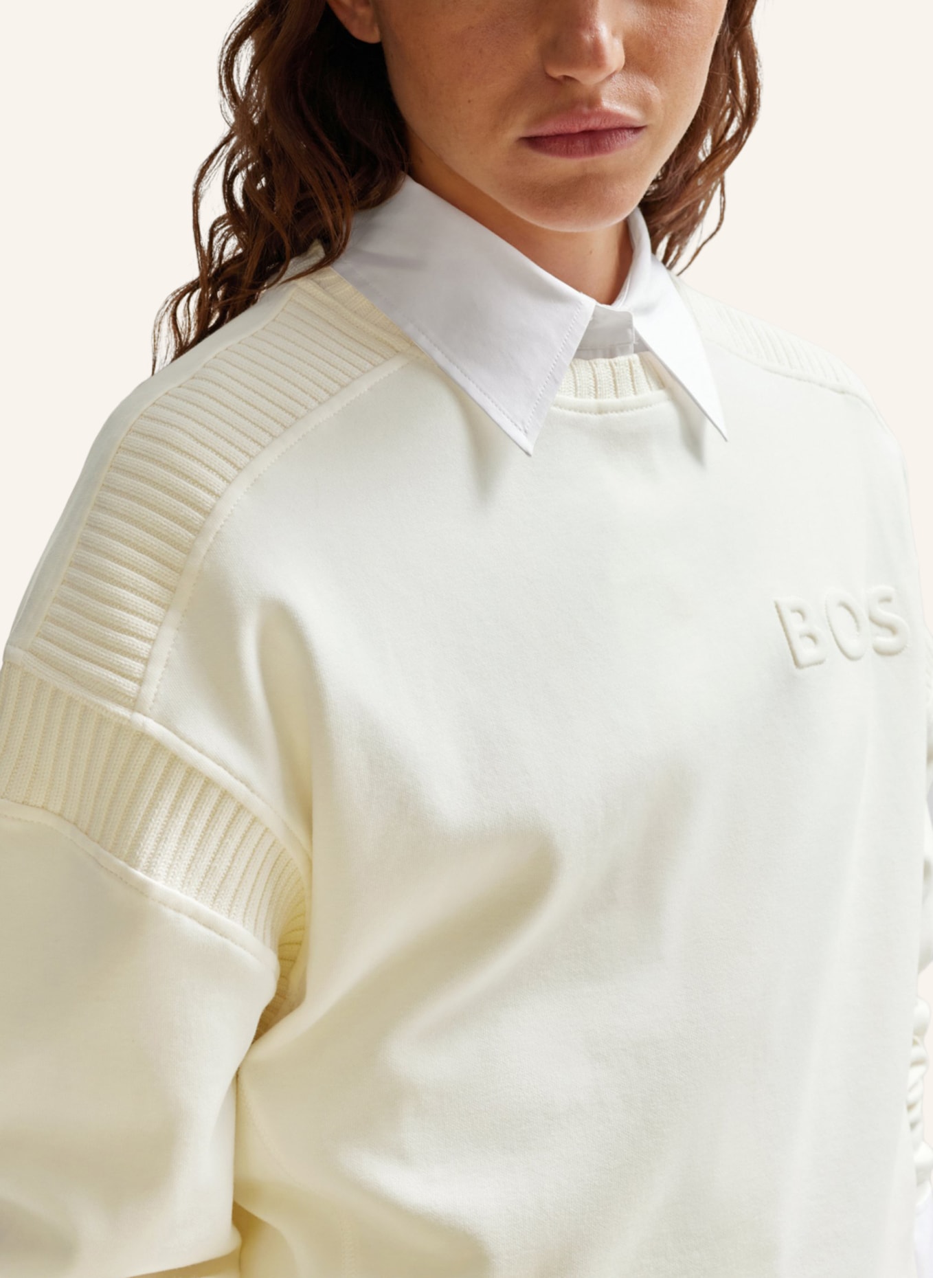 BOSS Sweatshirt EMAINA Relaxed Fit, Farbe: WEISS (Bild 3)