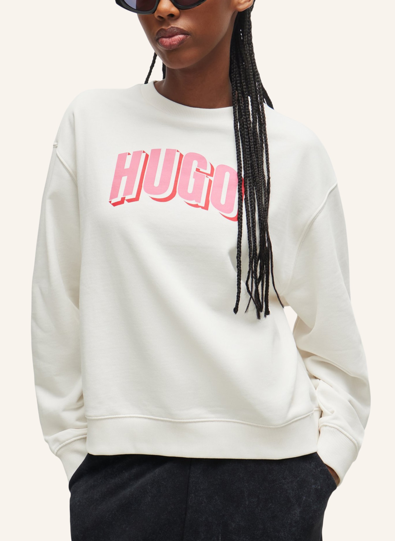 HUGO Sweatshirt DEROXINA Oversize Fit, Farbe: WEISS (Bild 4)