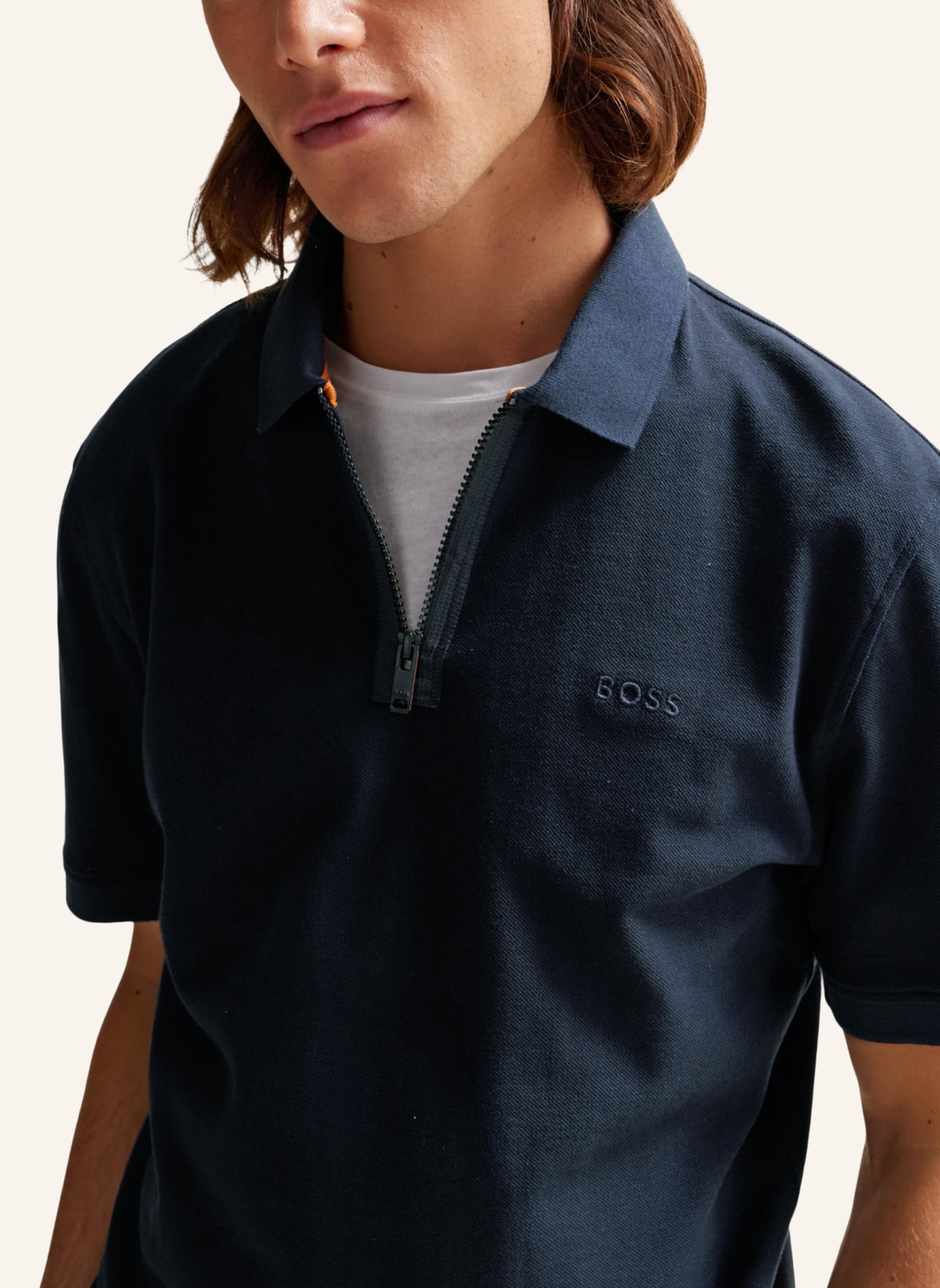 BOSS Poloshirt PEZIP Relaxed Fit, Farbe: DUNKELBLAU (Bild 3)