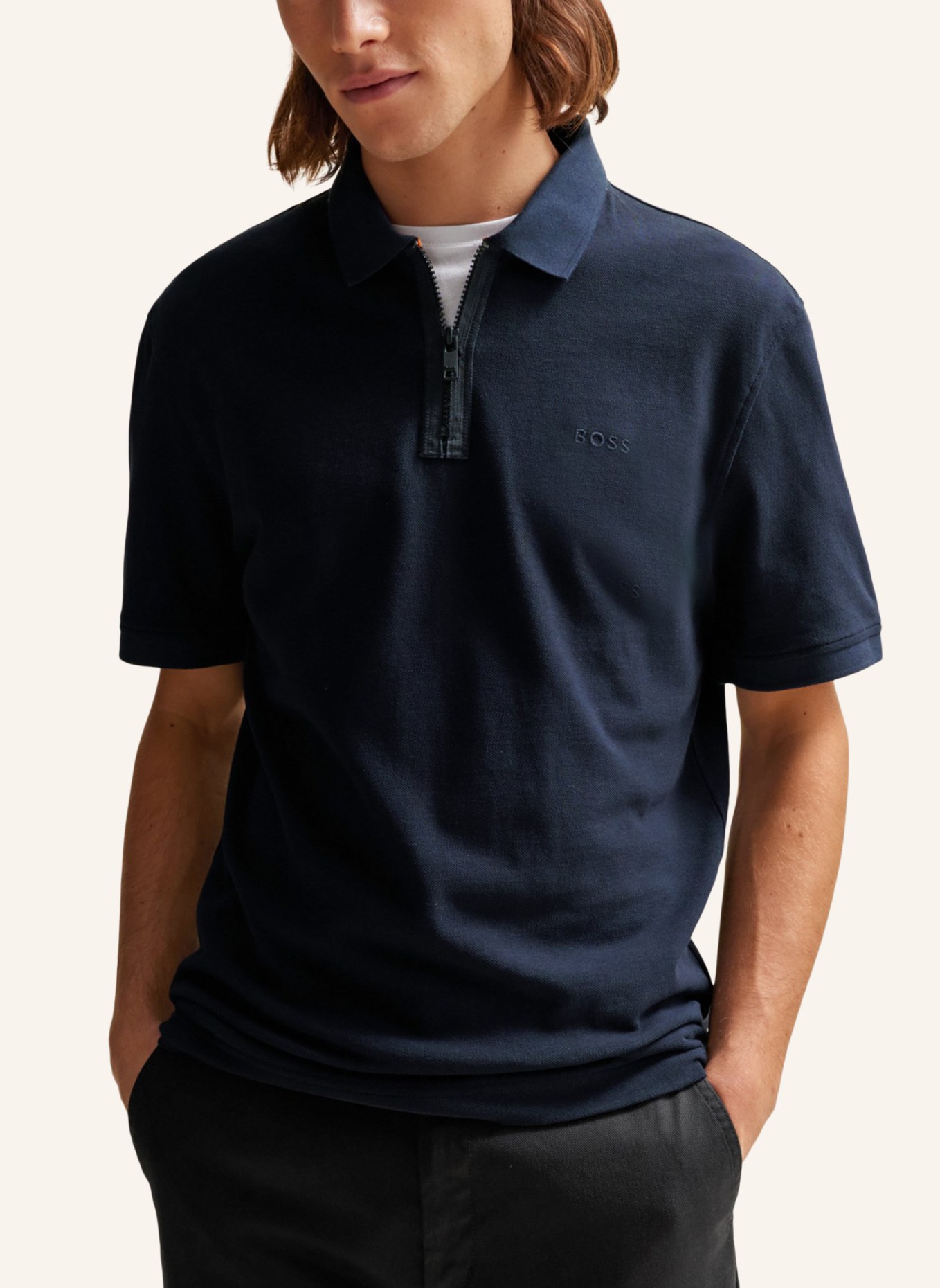BOSS Poloshirt PEZIP Relaxed Fit, Farbe: DUNKELBLAU (Bild 4)