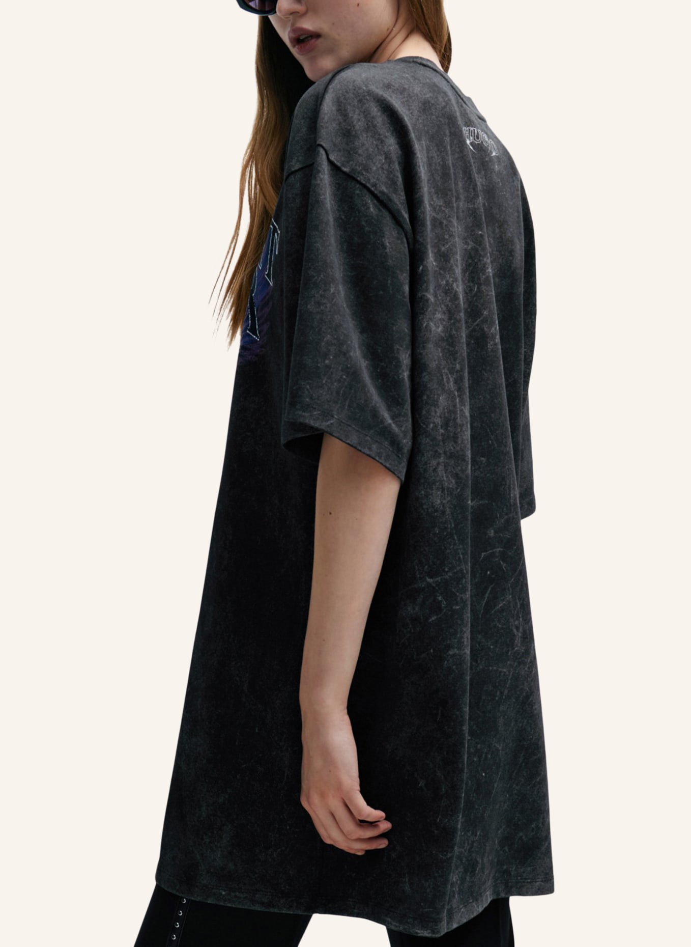 HUGO Jersey-Kleid NELAJA Oversize Fit, Farbe: SCHWARZ (Bild 4)