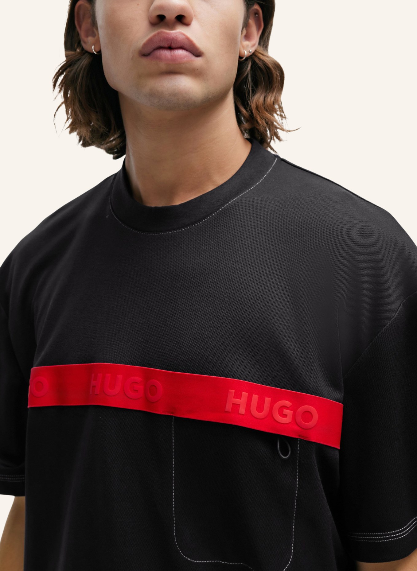 HUGO T-Shirt DECHILO Oversize Fit, Farbe: SCHWARZ (Bild 3)