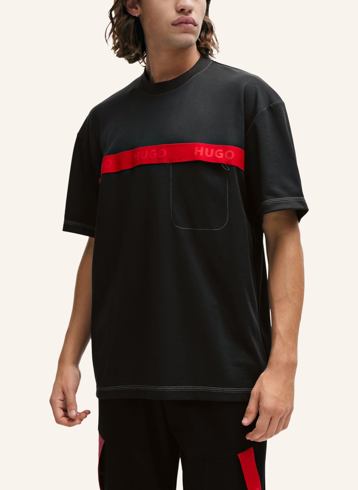 HUGO T-Shirt DECHILO Oversize Fit, Farbe: SCHWARZ (Bild 4)