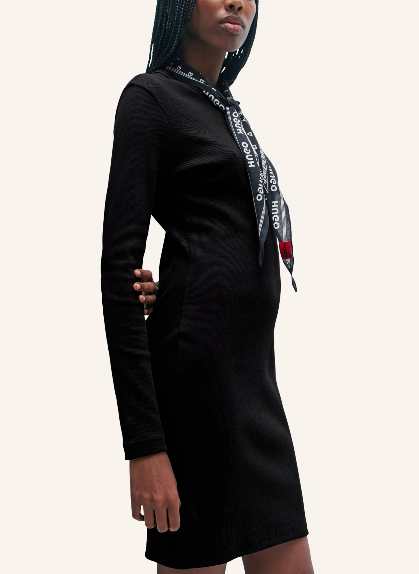 HUGO Jersey-Kleid NEMALIA Slim Fit, Farbe: SCHWARZ (Bild 3)