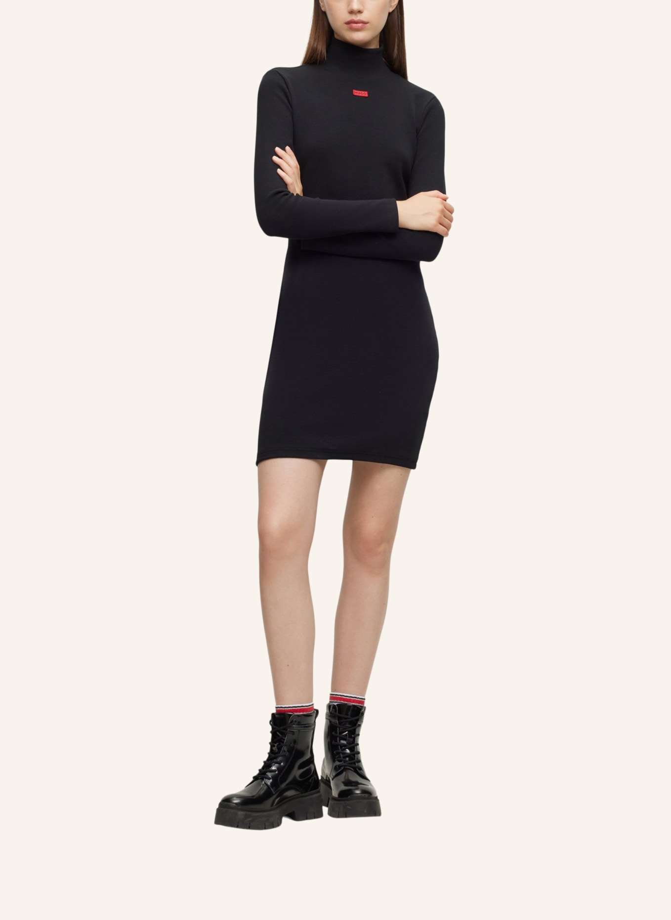 HUGO Jersey-Kleid NALONIKI Slim Fit, Farbe: SCHWARZ (Bild 4)