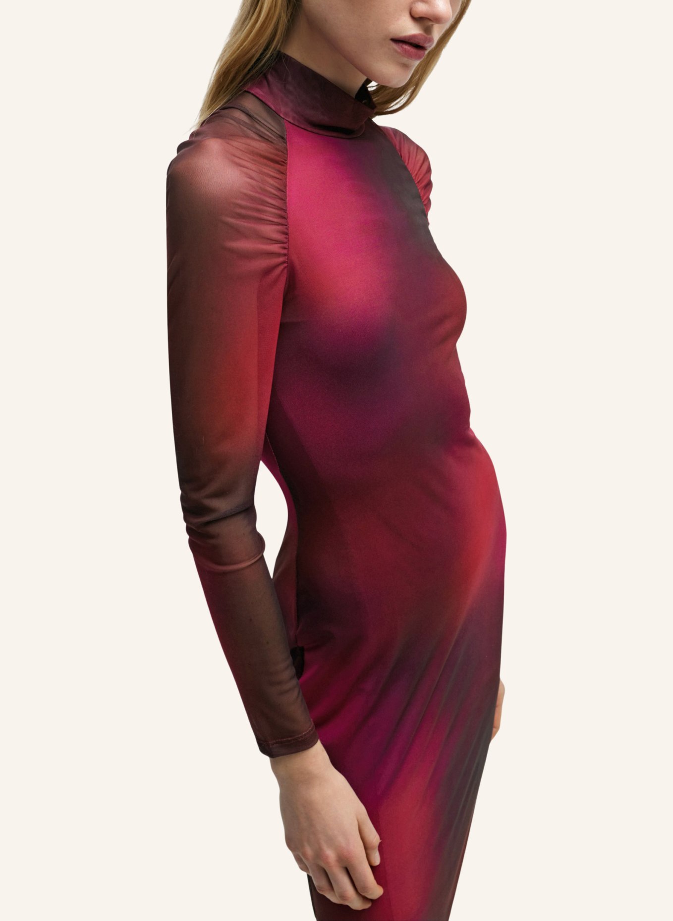 HUGO Jersey-Kleid NORTENSIS Slim Fit, Farbe: DUNKELROT (Bild 4)