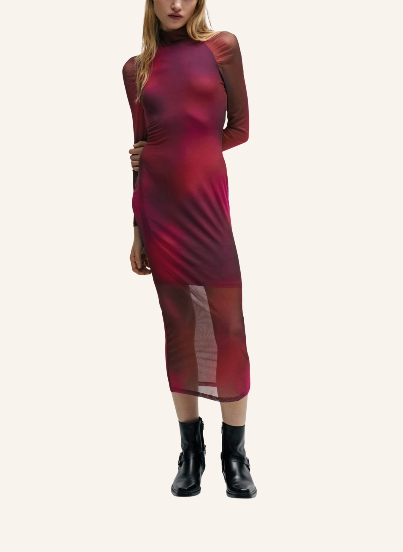 HUGO Jersey-Kleid NORTENSIS Slim Fit, Farbe: DUNKELROT (Bild 5)