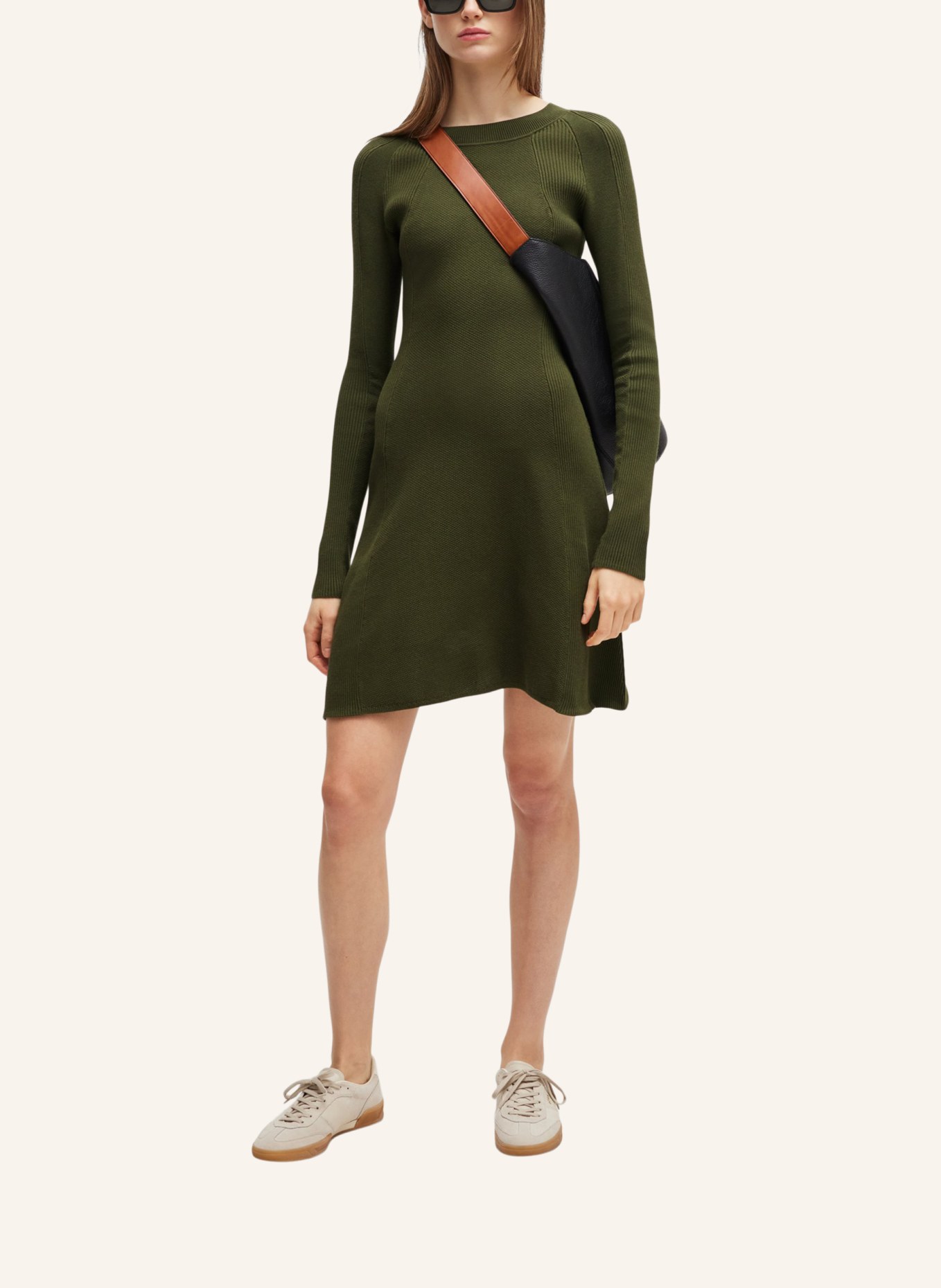 BOSS Gestricktes Kleid C_FIRO Slim Fit, Farbe: DUNKELGRÜN (Bild 6)