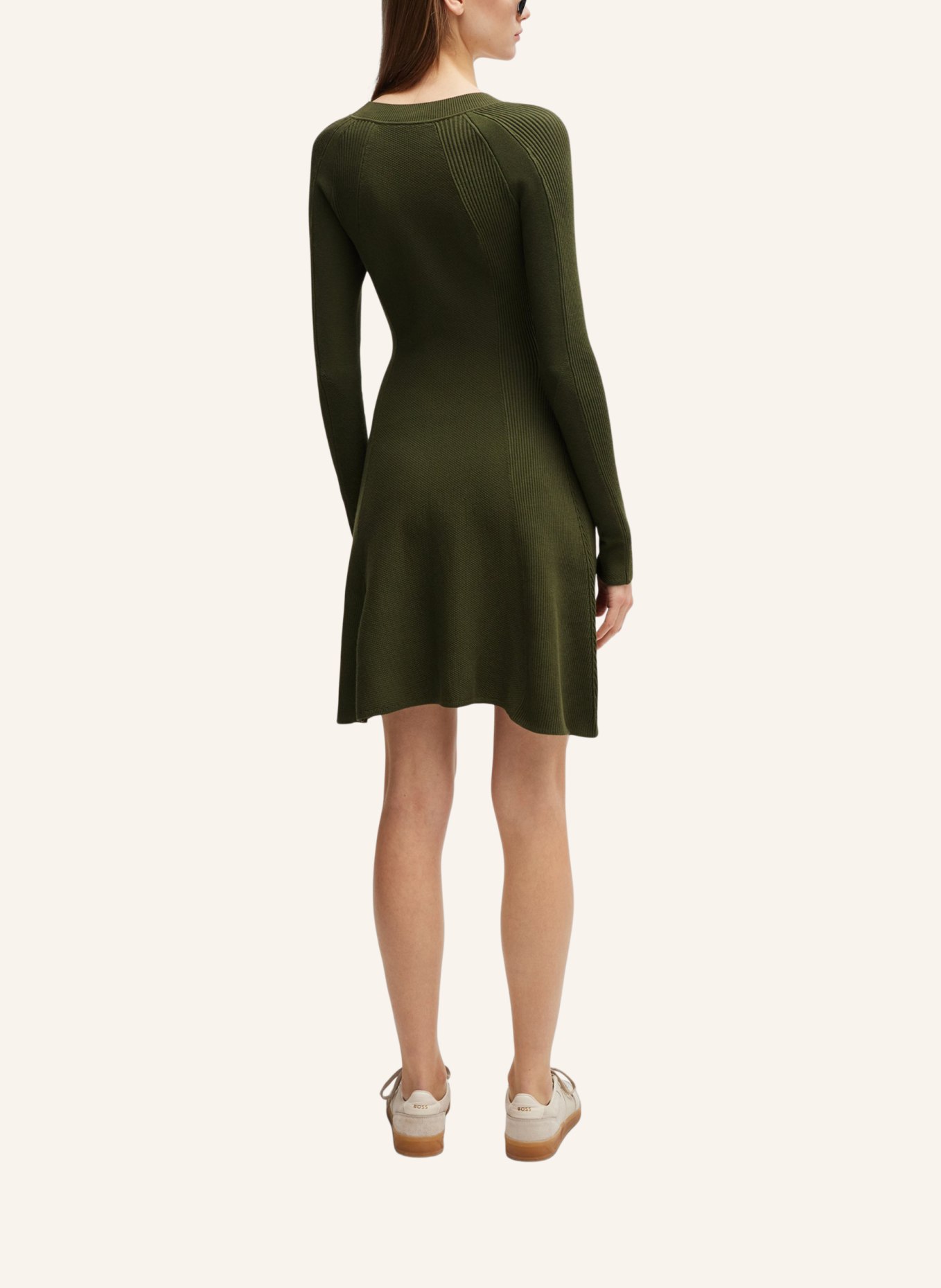 BOSS Gestricktes Kleid C_FIRO Slim Fit, Farbe: DUNKELGRÜN (Bild 2)