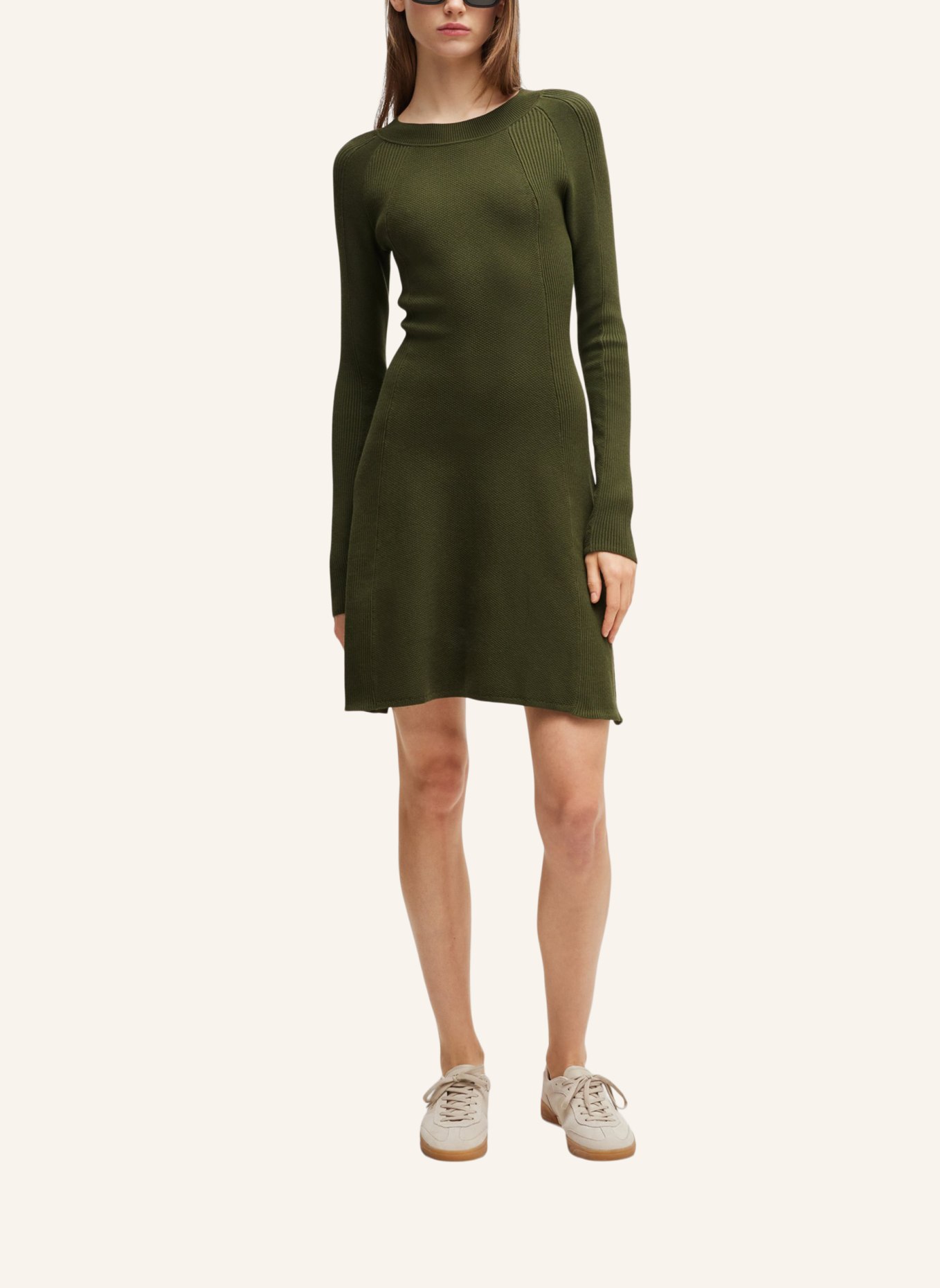 BOSS Gestricktes Kleid C_FIRO Slim Fit, Farbe: DUNKELGRÜN (Bild 5)
