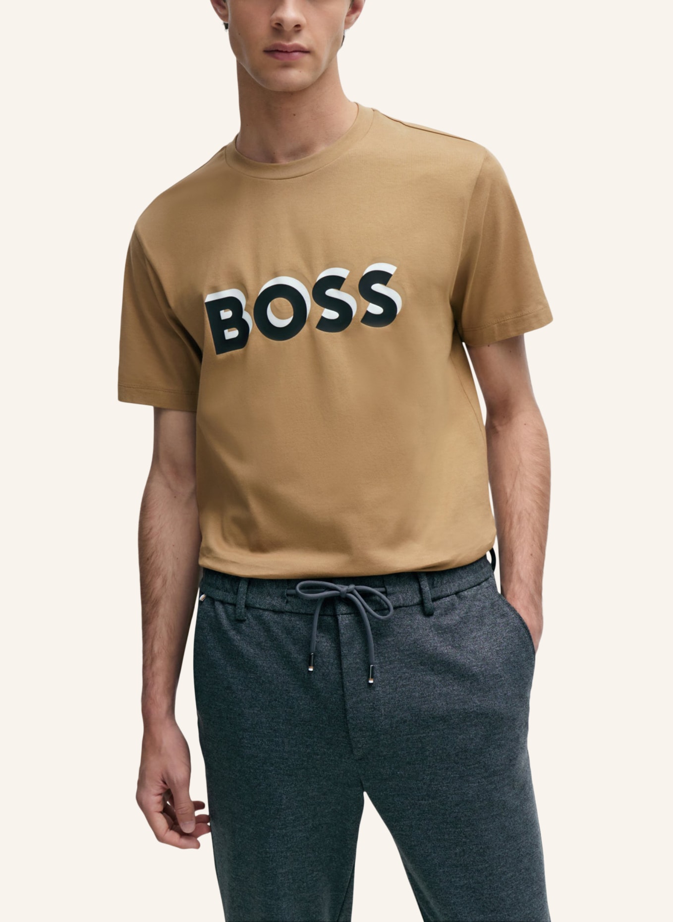 BOSS T-Shirt TIBURT 427 Regular Fit, Farbe: BEIGE (Bild 4)