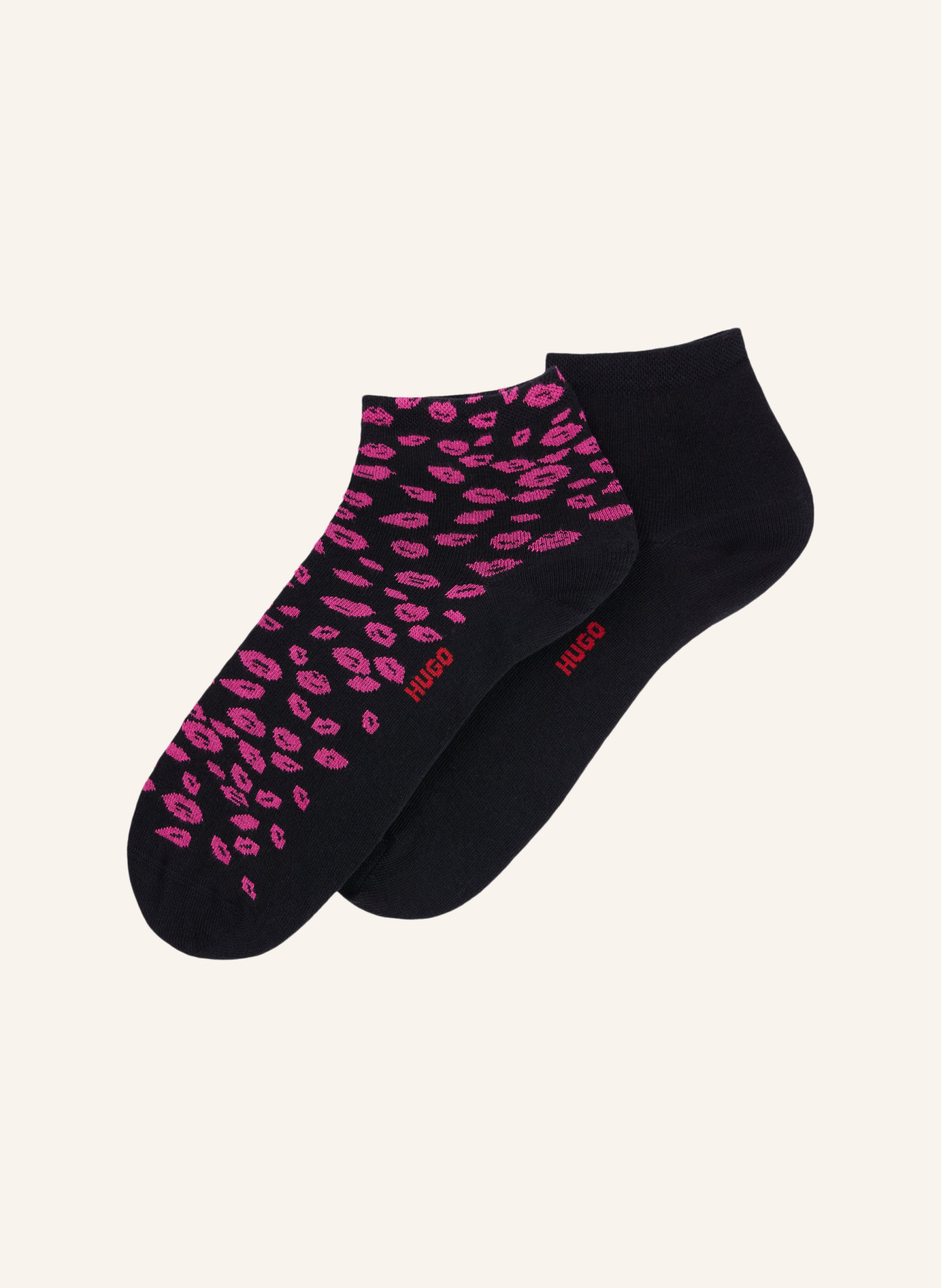 HUGO Casual Socken 2P SH ALLOVER LIPS C, Farbe: SCHWARZ (Bild 1)