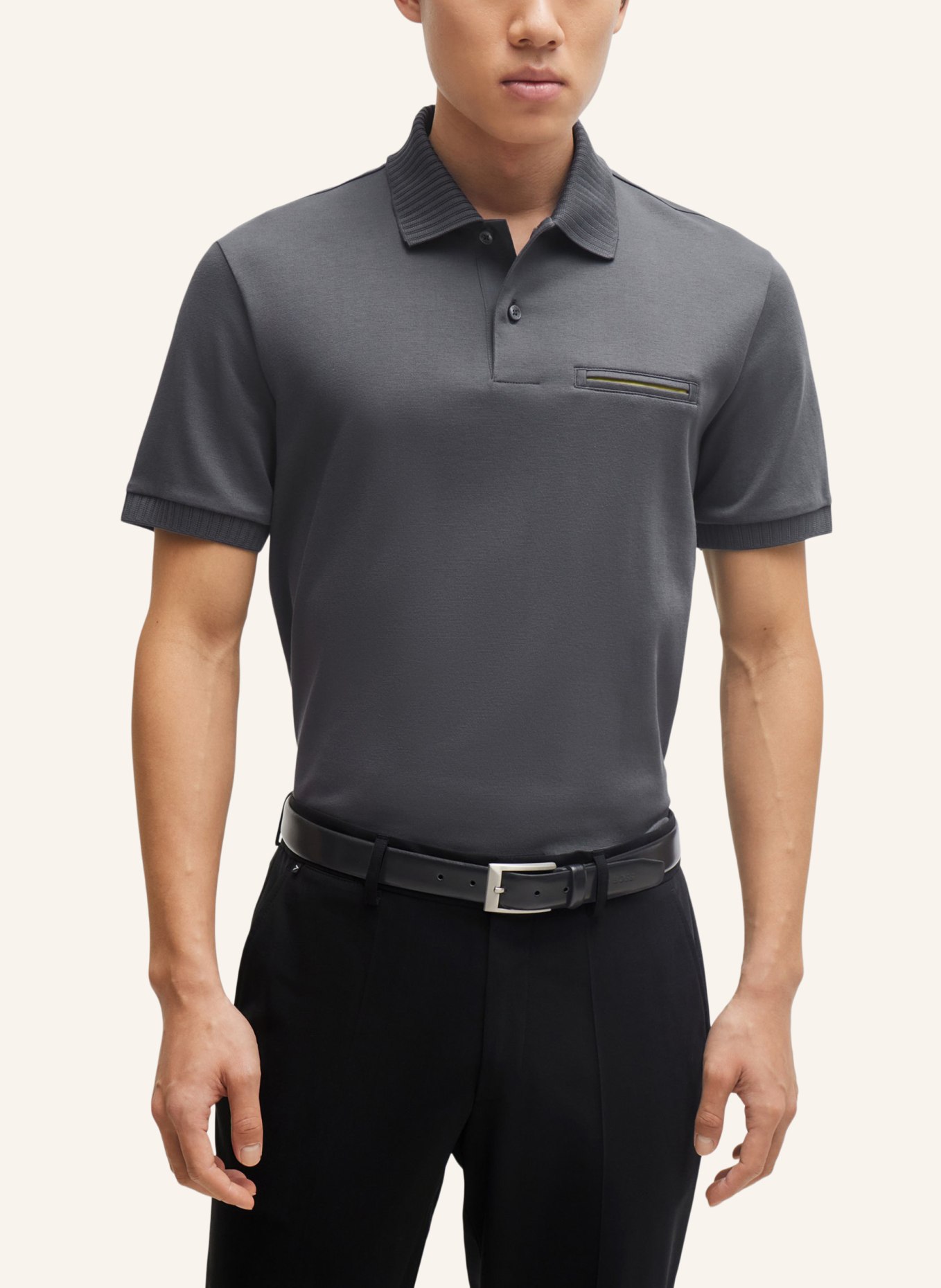 BOSS Poloshirt P-PARLAY 428 Regular Fit, Farbe: GRAU (Bild 4)