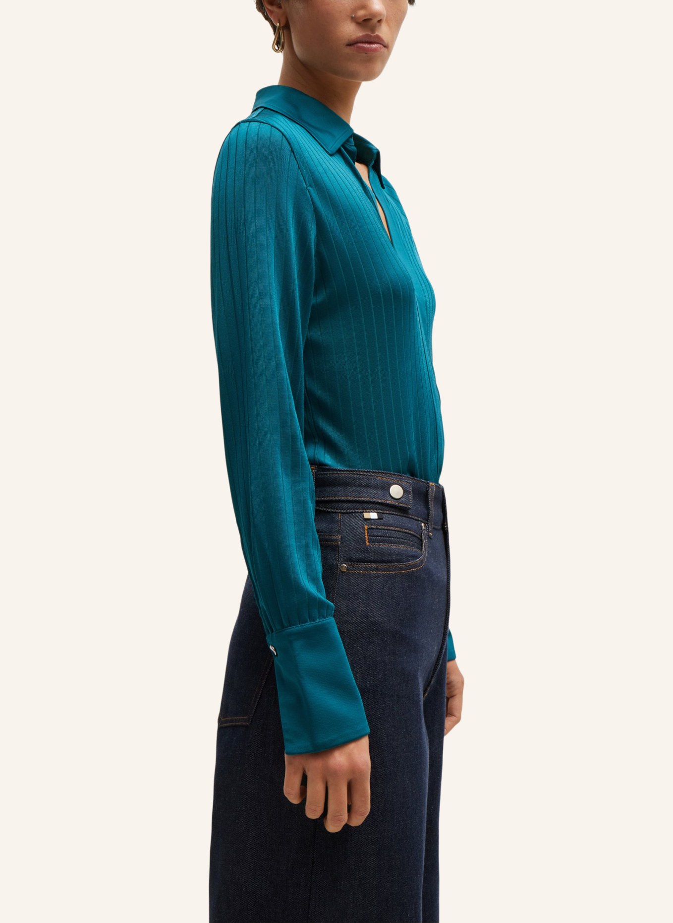 BOSS Casual Bluse ELANTY Slim Fit, Farbe: TÜRKIS (Bild 4)