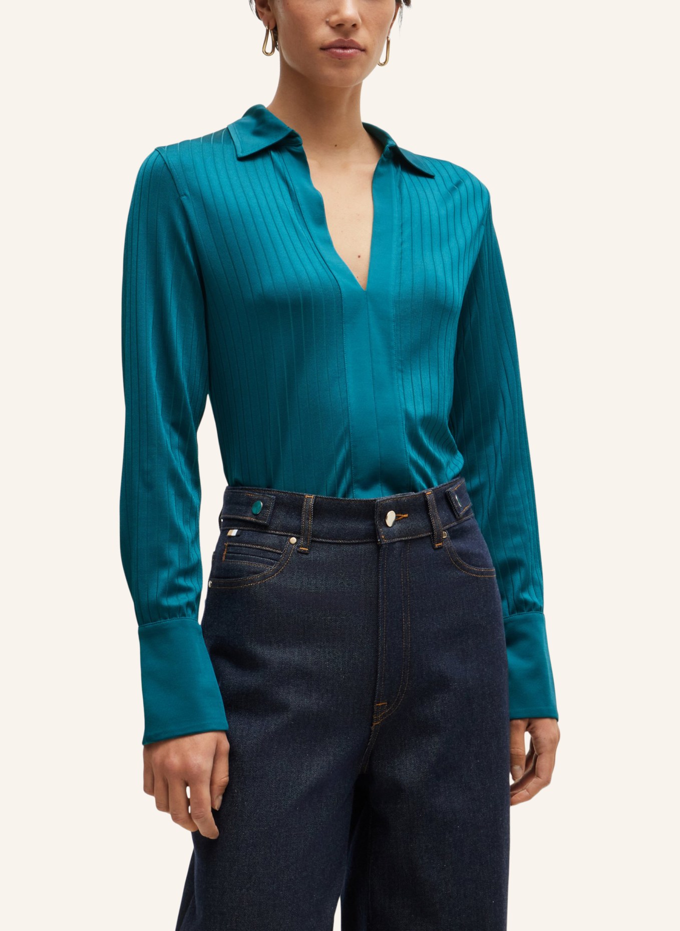 BOSS Casual Bluse ELANTY Slim Fit, Farbe: TÜRKIS (Bild 5)