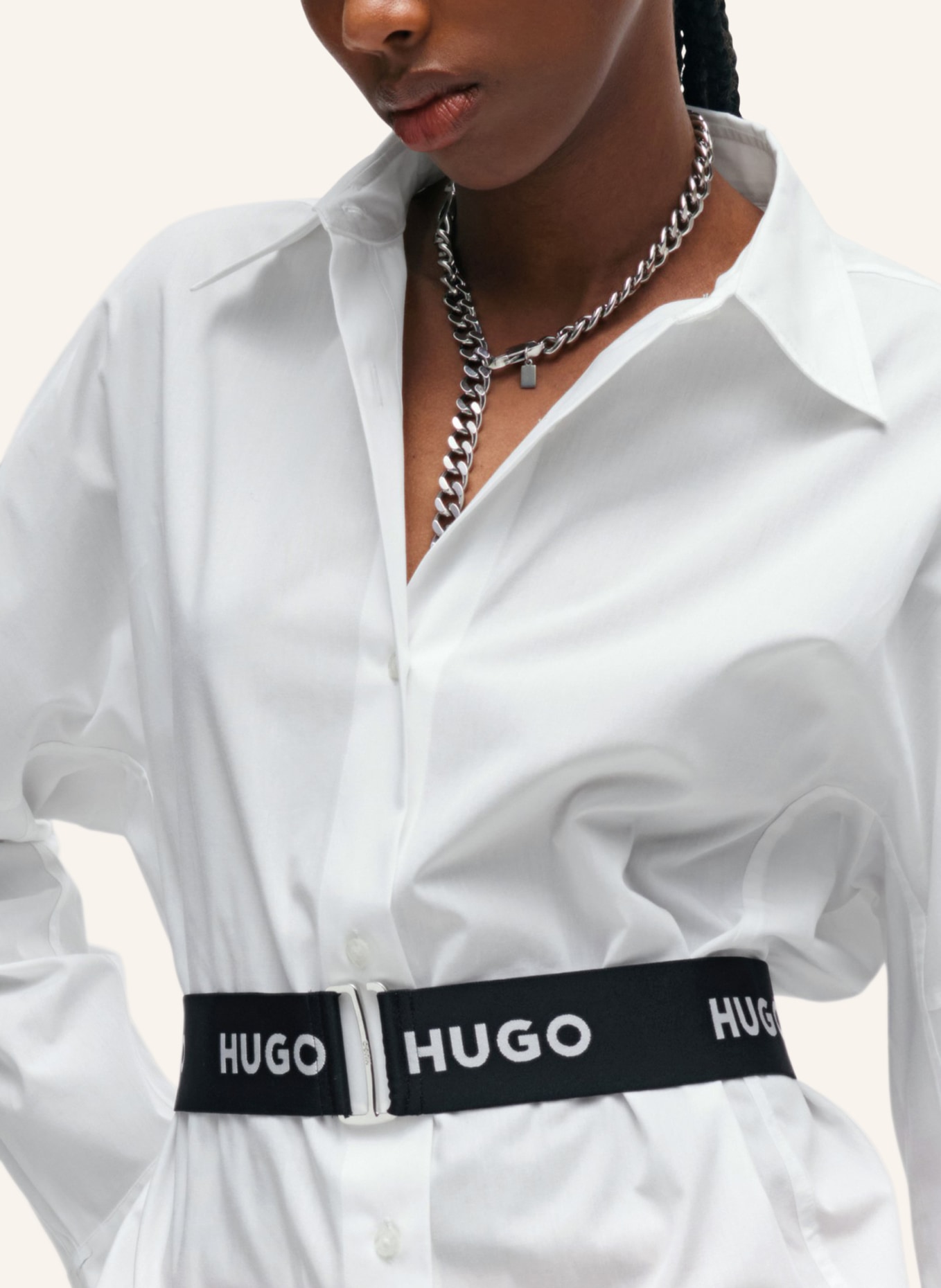 HUGO Business Bluse ETENA Regular Fit, Farbe: WEISS (Bild 3)