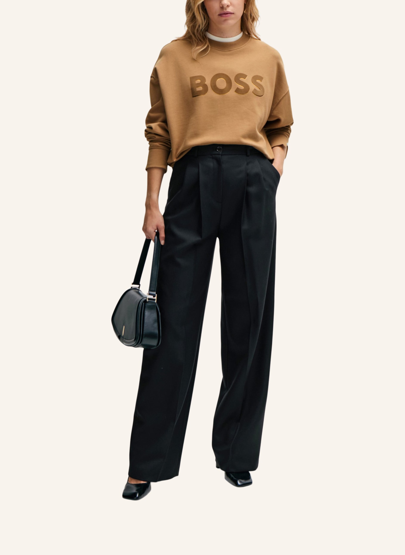 BOSS Sweatshirt ECONA Relaxed Fit, Farbe: BEIGE (Bild 5)